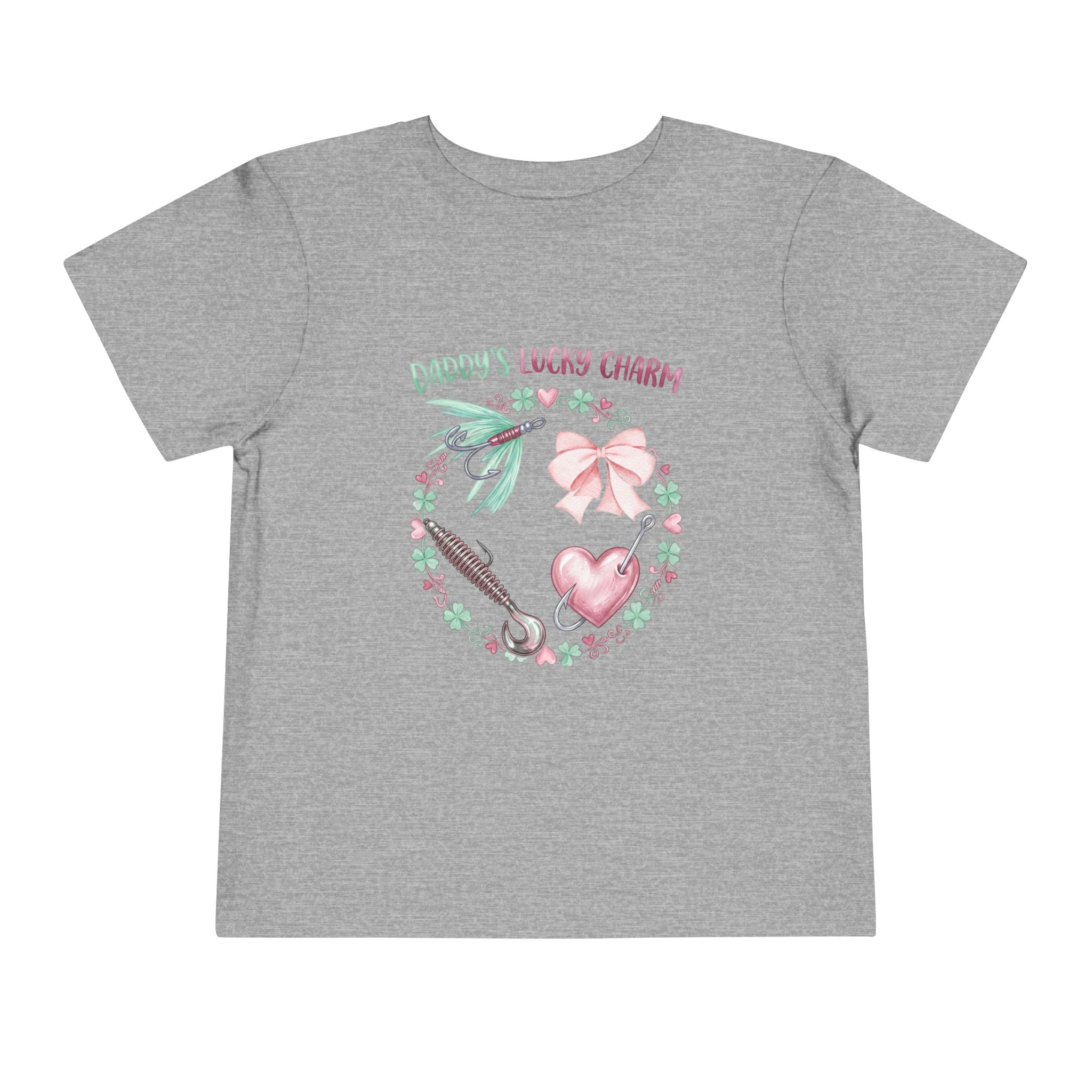 Daddy's Lucky Charm Toddler Tee | Fishing & Bow Design | Girl Dad Gift
