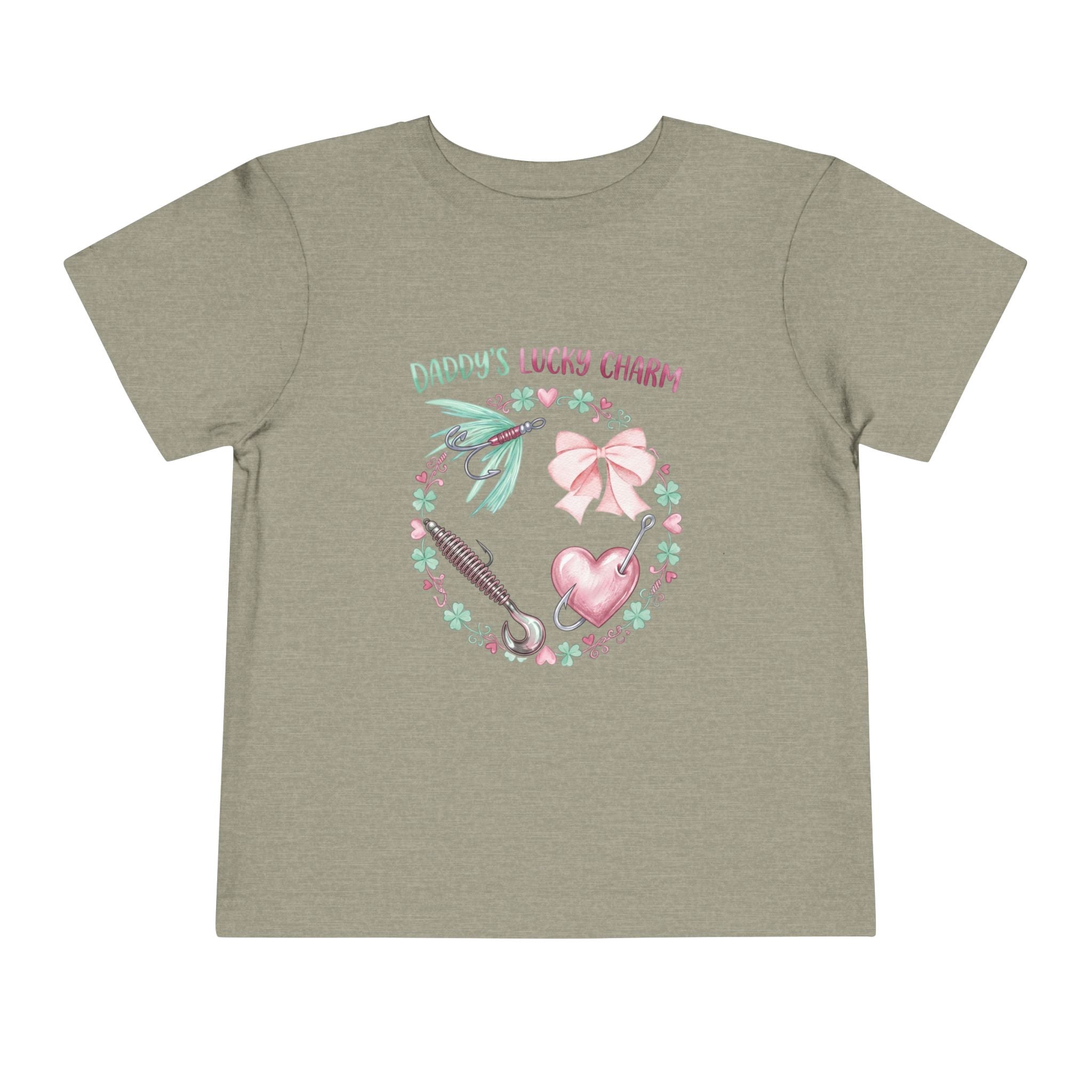 Daddy's Lucky Charm Toddler Tee | Fishing & Bow Design | Girl Dad Gift