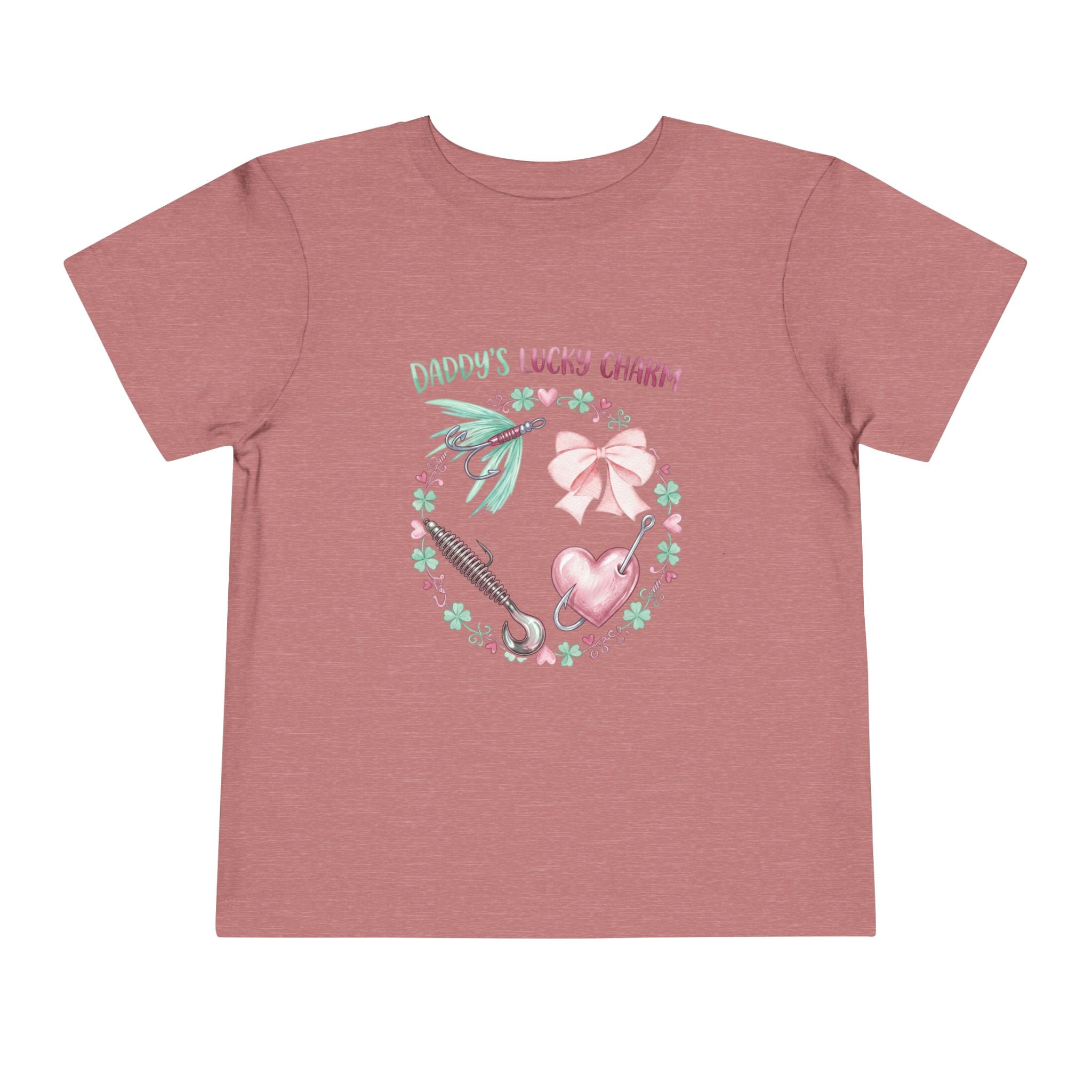 Daddy's Lucky Charm Toddler Tee | Fishing & Bow Design | Girl Dad Gift