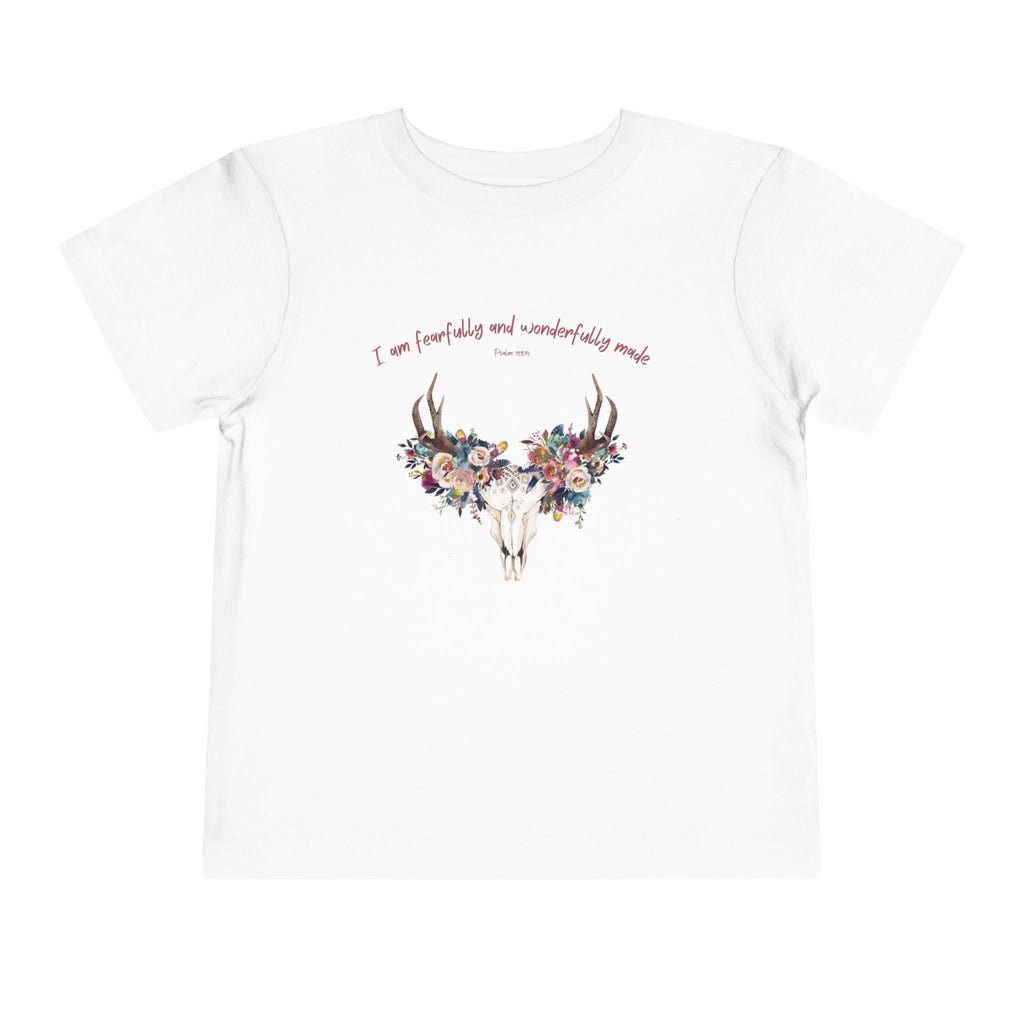 Floral Antler Skull Toddler Tee | Fearfully Made Tee | Faith Gift
