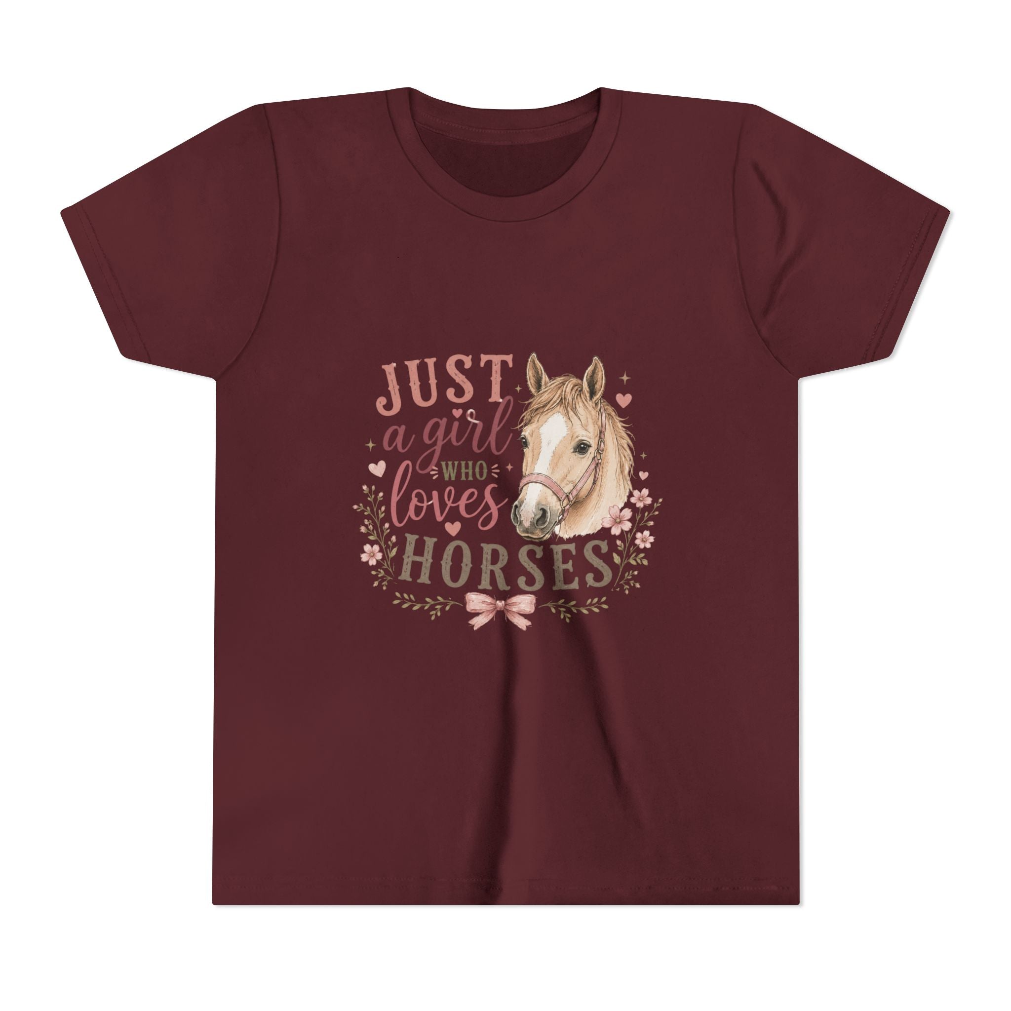 Youth Tee — "Just a Girl Who Loves Horses" Horse Lover Graphic Shirt