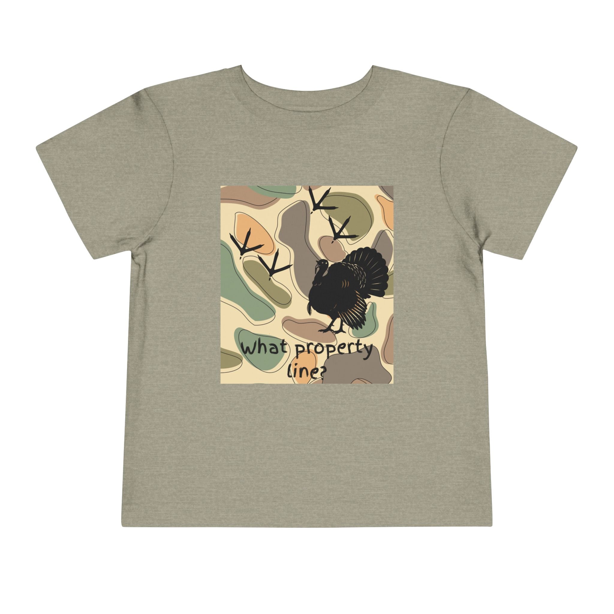 Toddler Tee - Cute Turkey Camouflage "What Property Line?" Kids Shirt
