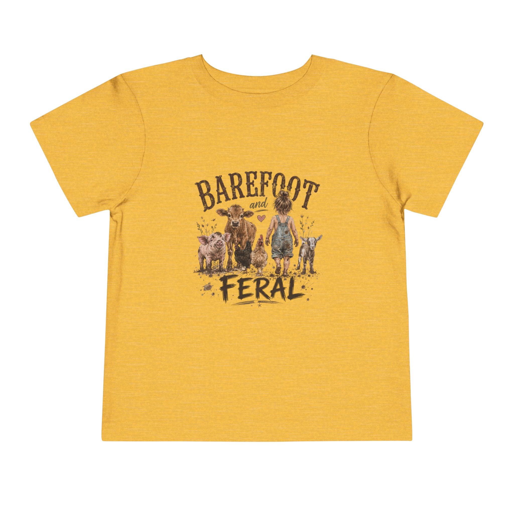 Toddler Tee — "Barefoot and Feral" Farm Animal Graphic