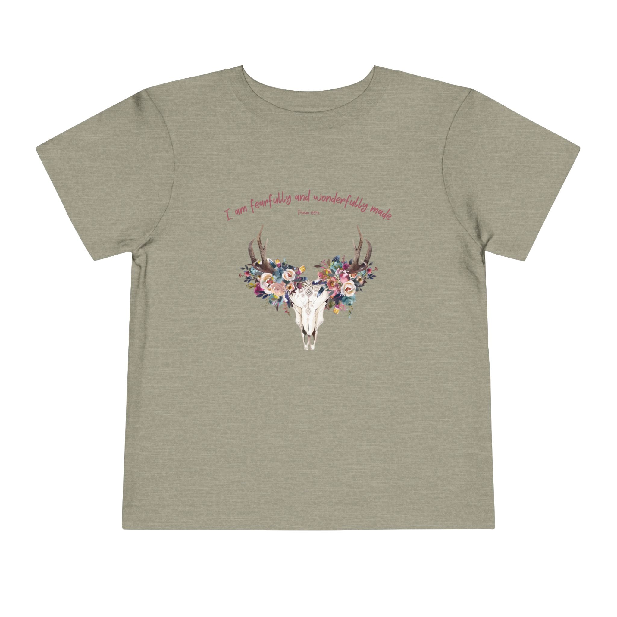Floral Antler Skull Toddler Tee | Fearfully Made Tee | Faith Gift