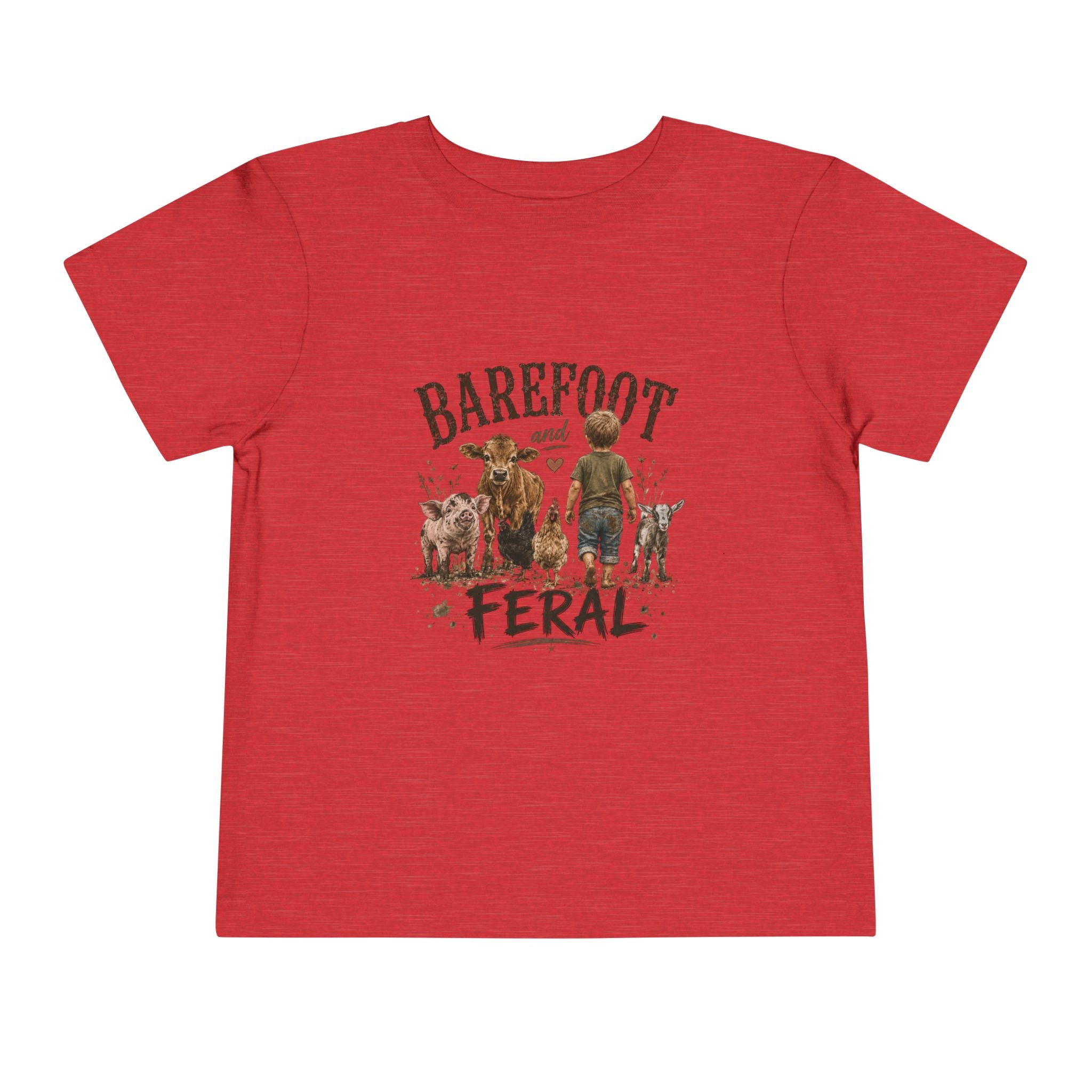 Toddler Tee — "Barefoot and Feral" Farm Kids Graphic