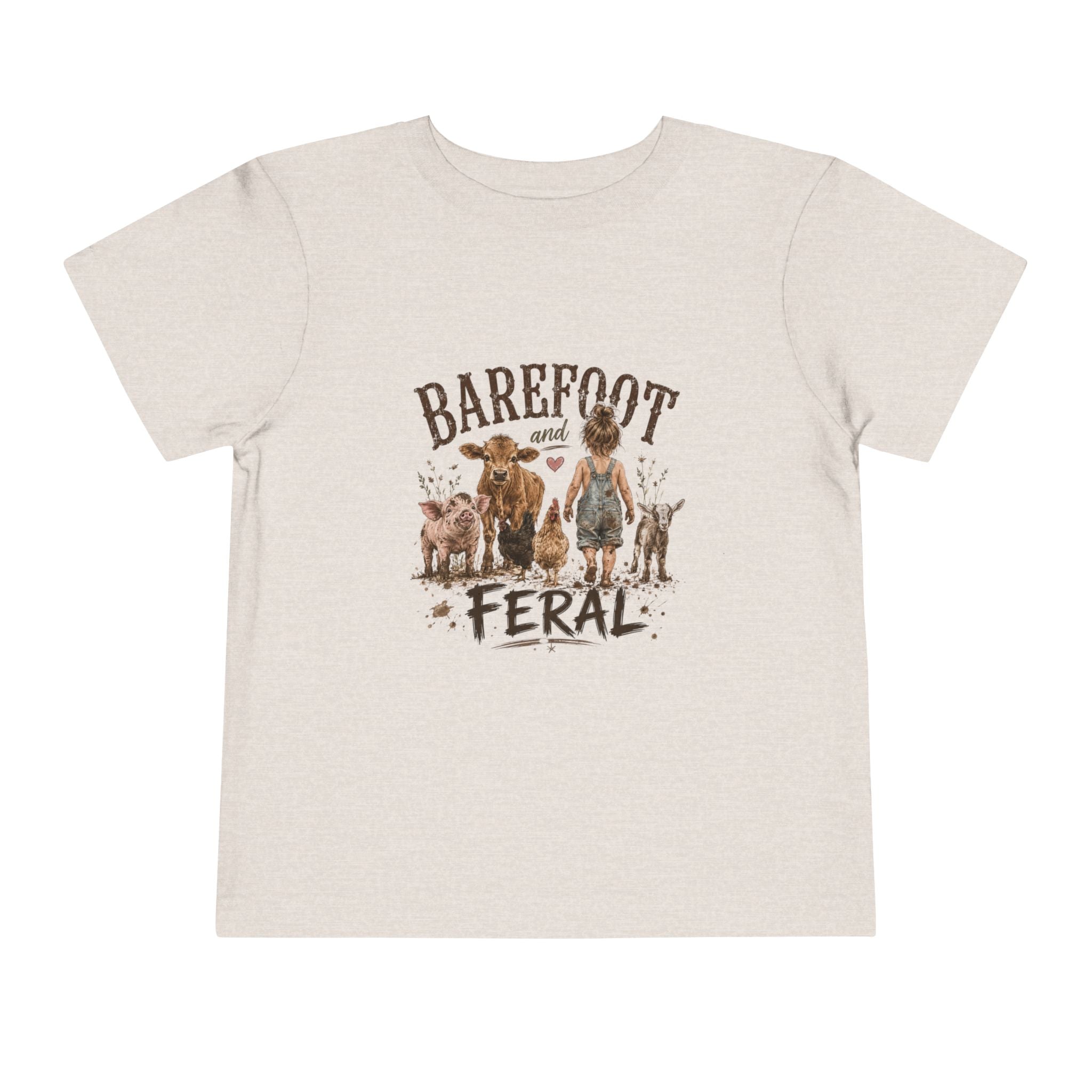 Toddler Tee — "Barefoot and Feral" Farm Animal Graphic