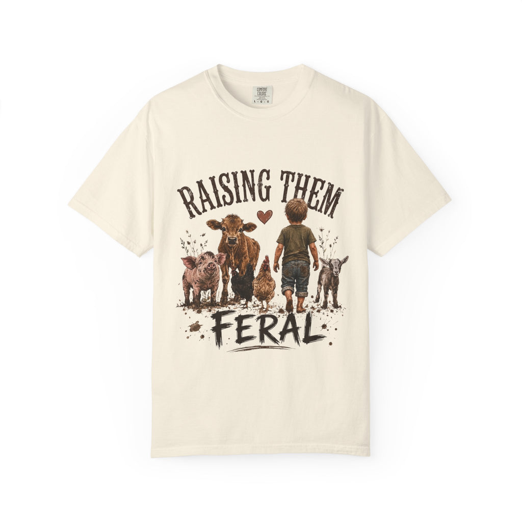 Raising Them Feral T-Shirt — Kid & Farm Animal Vintage Tee