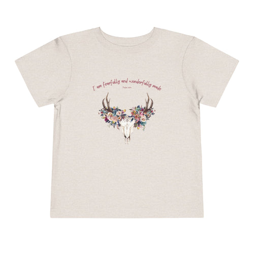 Floral Antler Skull Toddler Tee | Fearfully Made Tee | Faith Gift