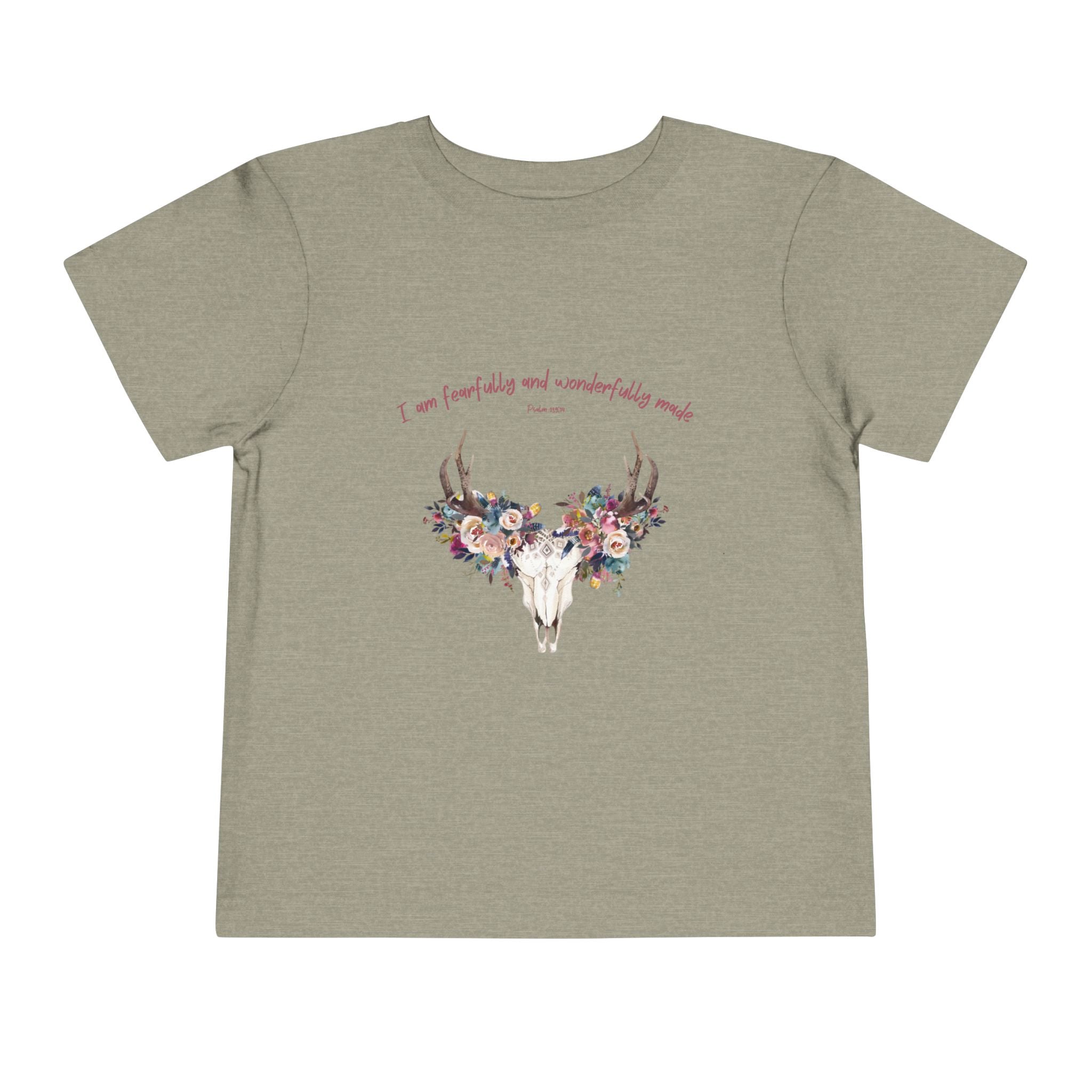 Toddler Tee — Floral Deer Skull “I am fearfully and wonderfully made”