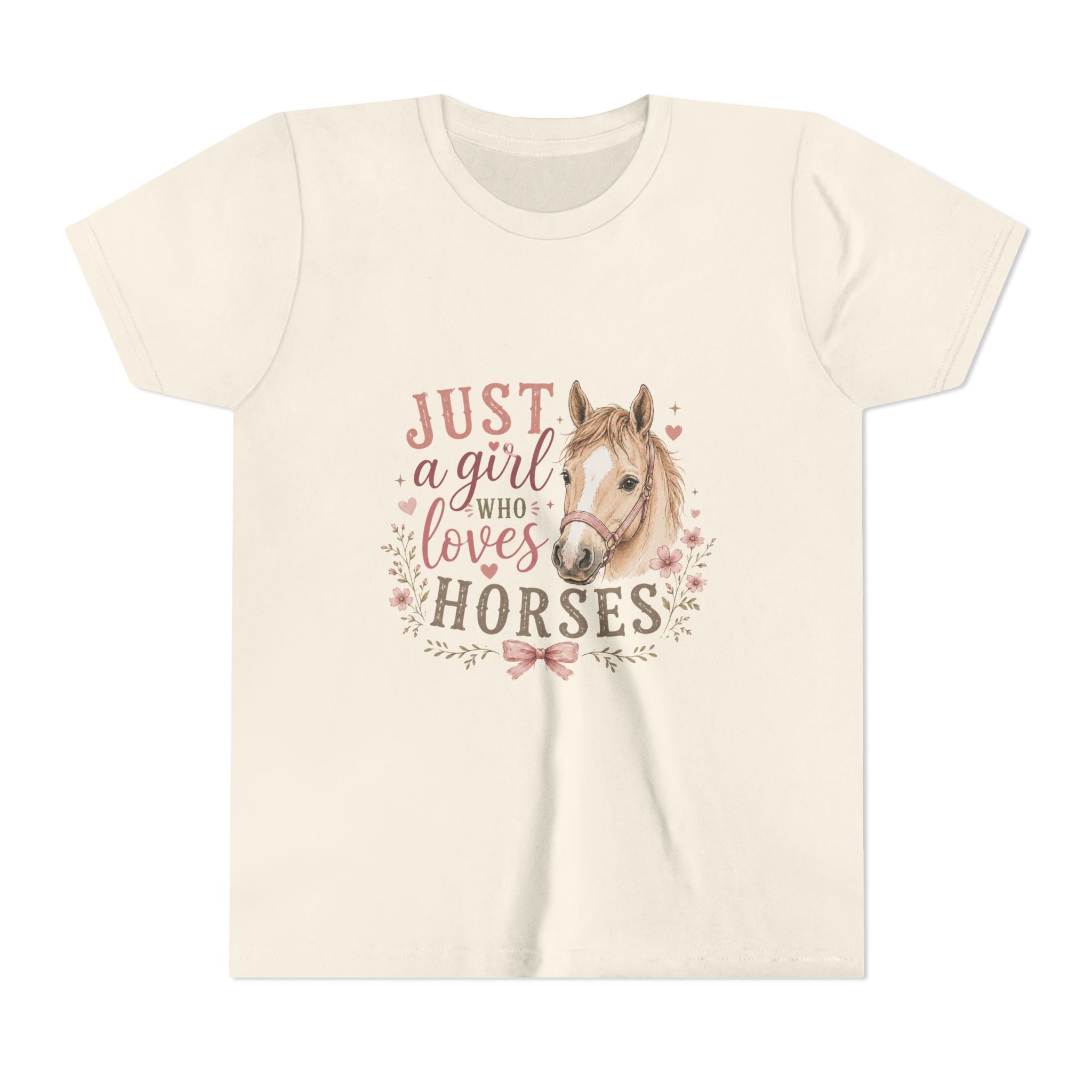 Youth Tee — "Just a Girl Who Loves Horses" Horse Lover Graphic Shirt