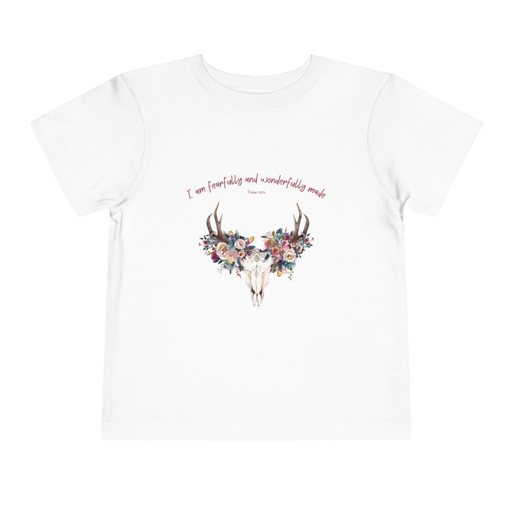 Toddler Tee — Floral Deer Skull “I am fearfully and wonderfully made”