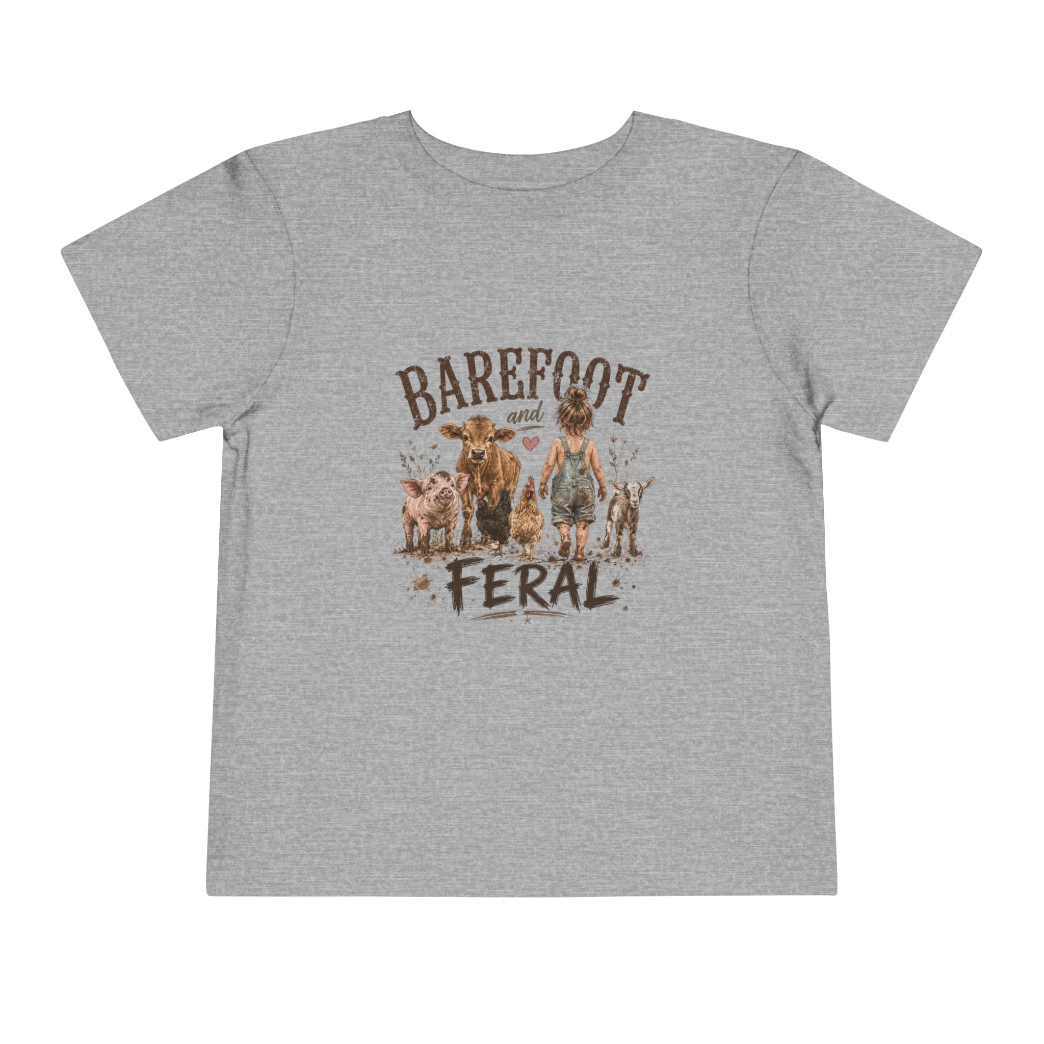 Toddler Tee — "Barefoot and Feral" Farm Animal Graphic