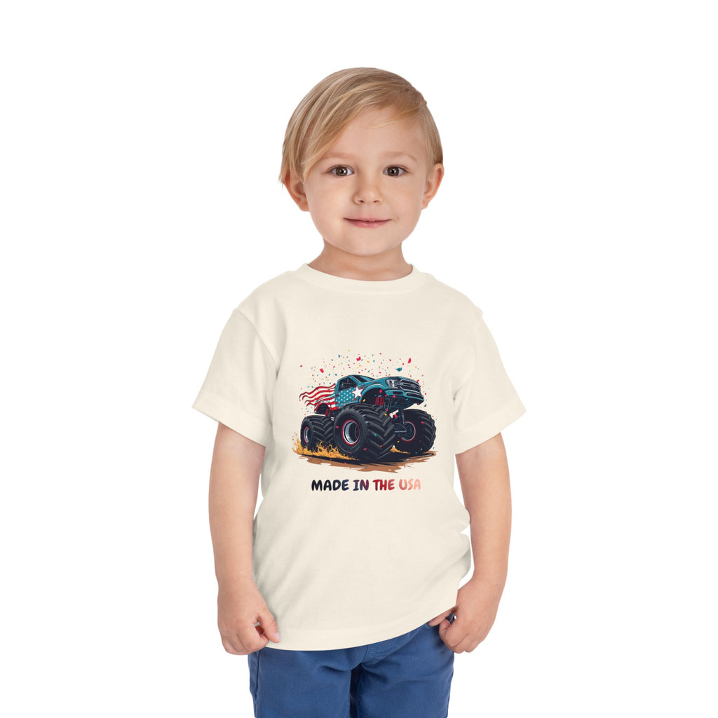 Made in the USA Monster Truck Toddler Tee | Patriotic 4th of July Gift