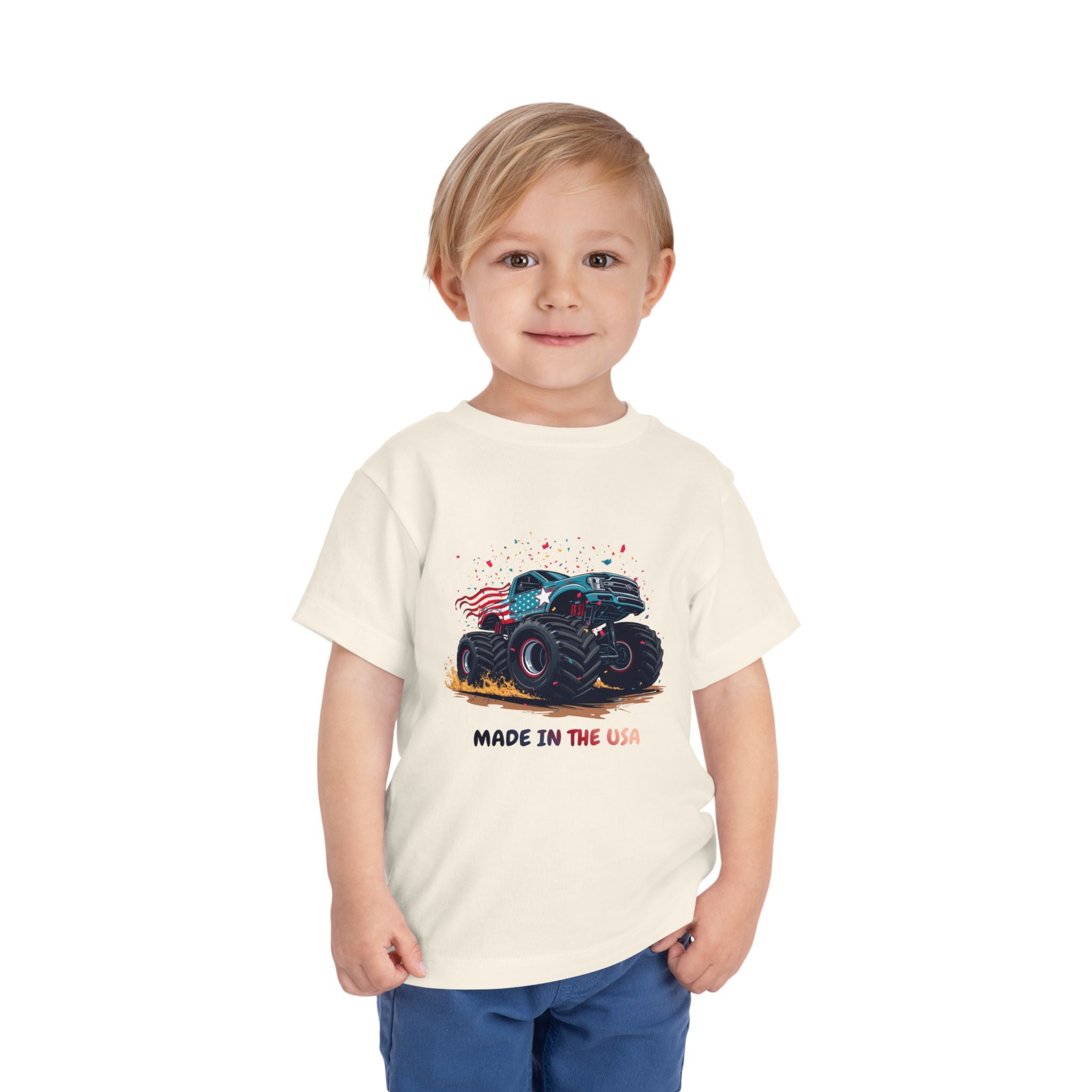 Made in the USA Monster Truck Toddler Tee | Patriotic 4th of July Gift