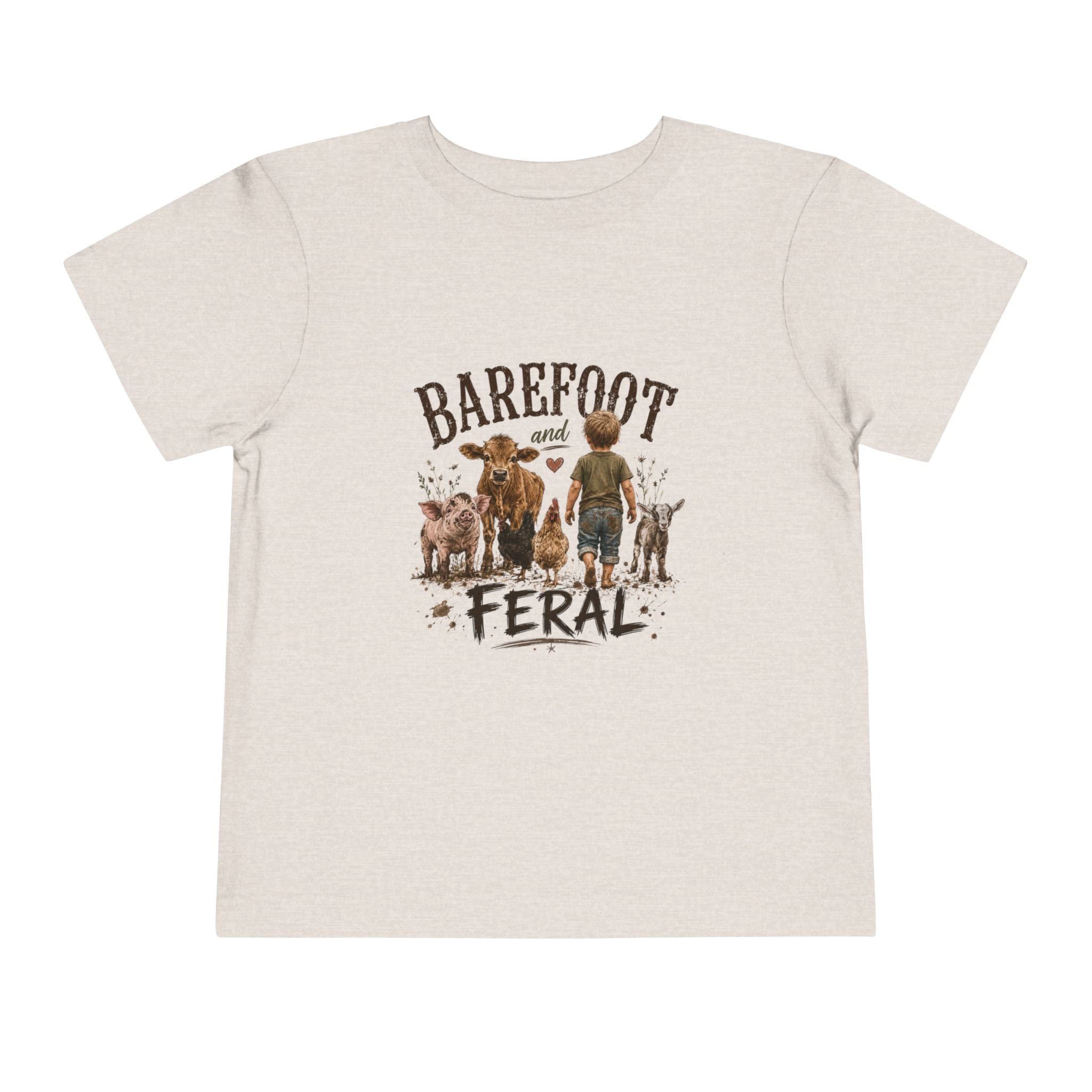Toddler Tee — "Barefoot and Feral" Farm Kids Graphic