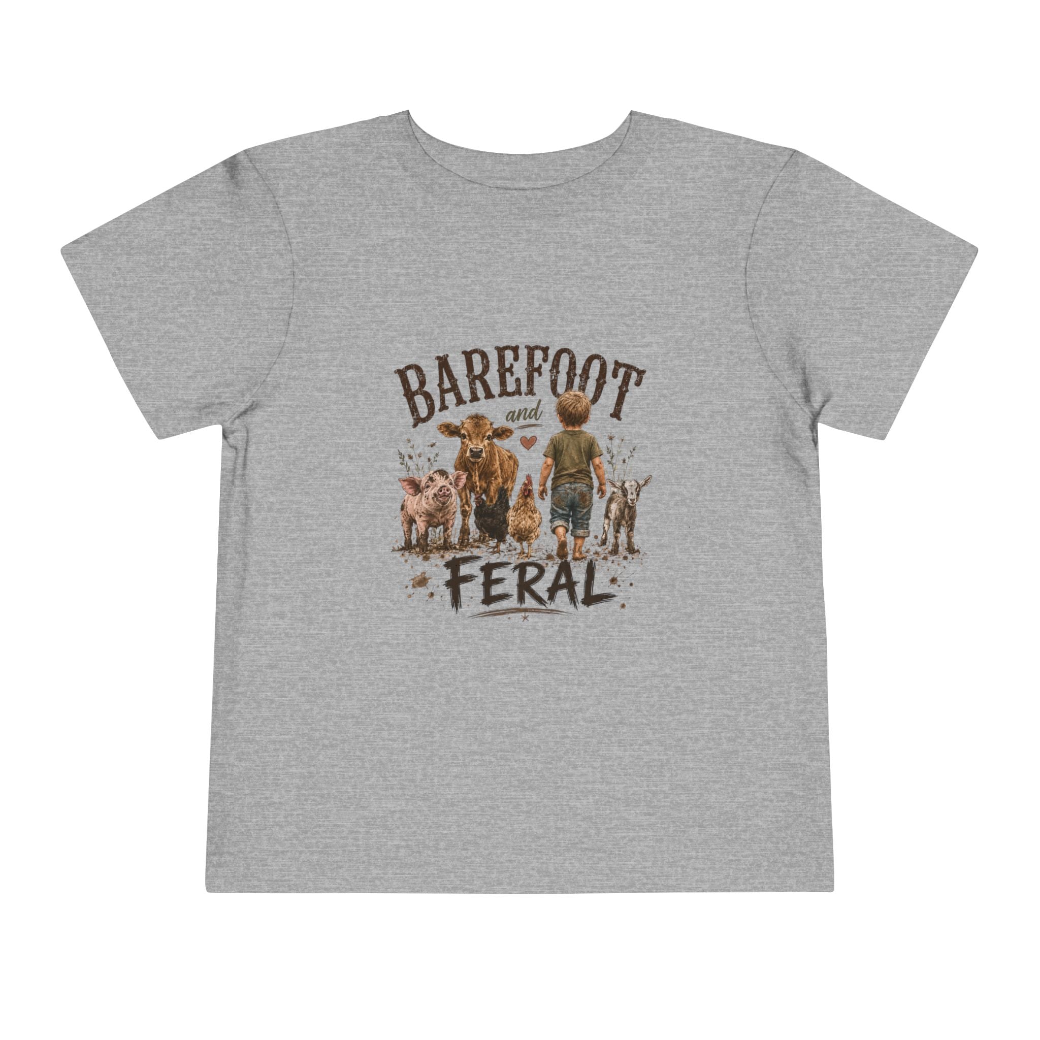 Toddler Tee — "Barefoot and Feral" Farm Kids Graphic
