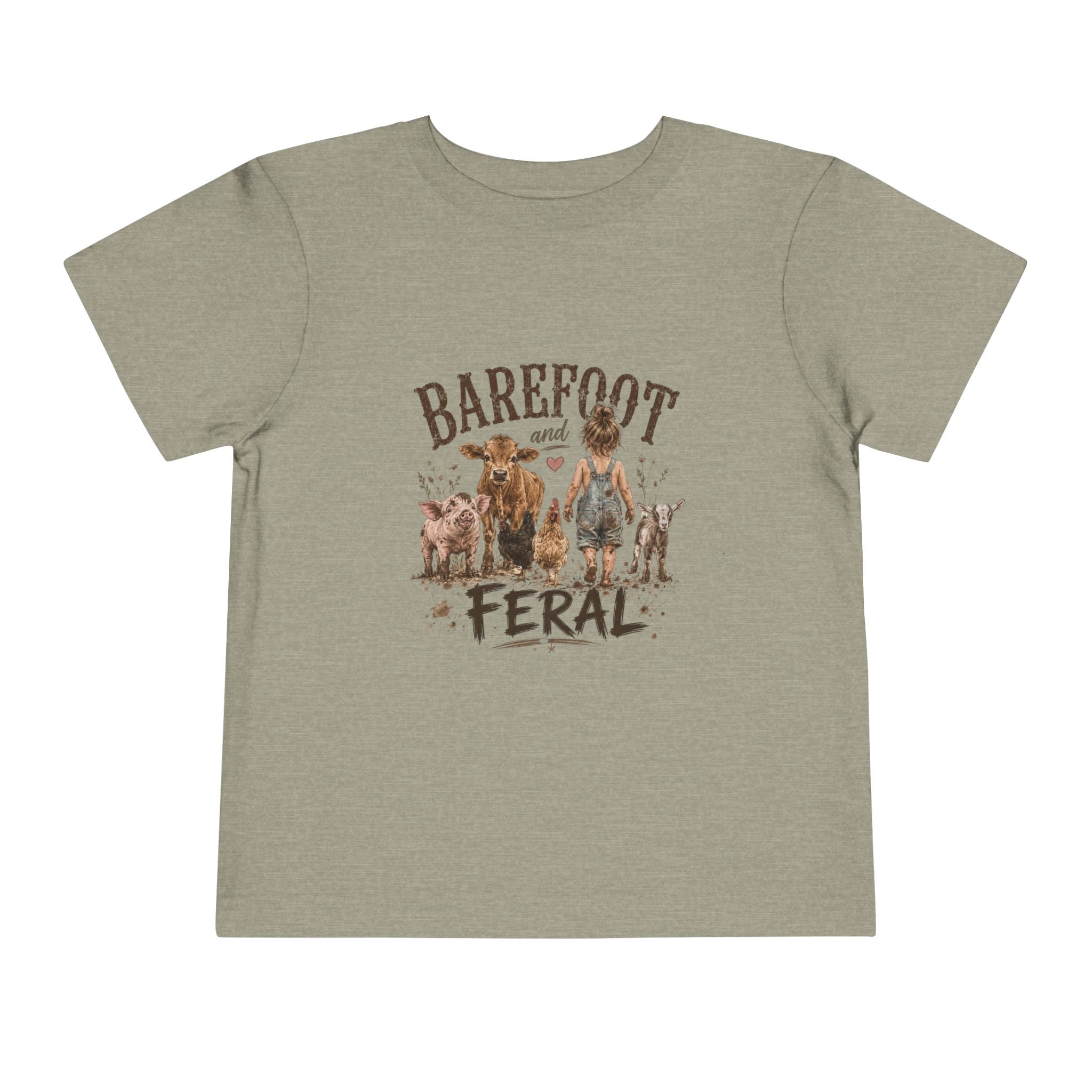 Toddler Tee — "Barefoot and Feral" Farm Animal Graphic
