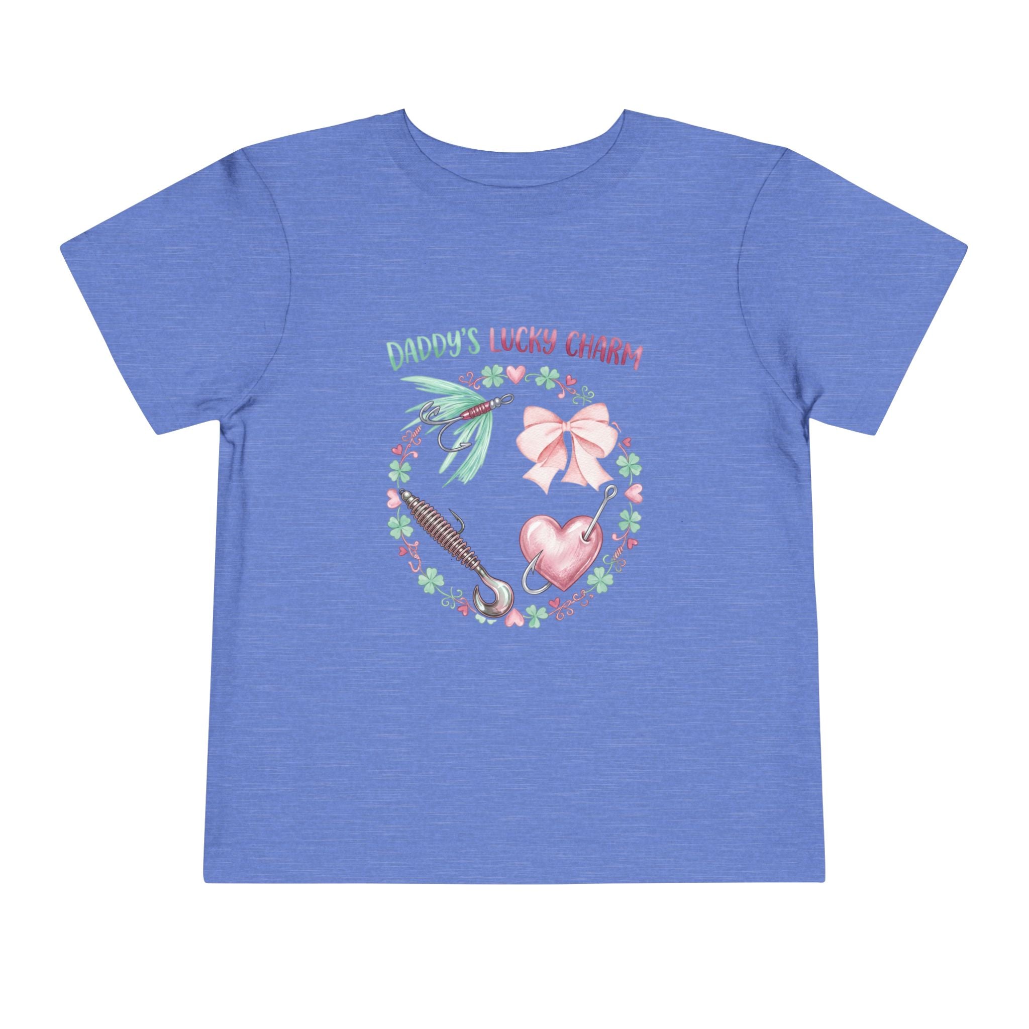 Daddy's Lucky Charm Toddler Tee | Fishing & Bow Design | Girl Dad Gift