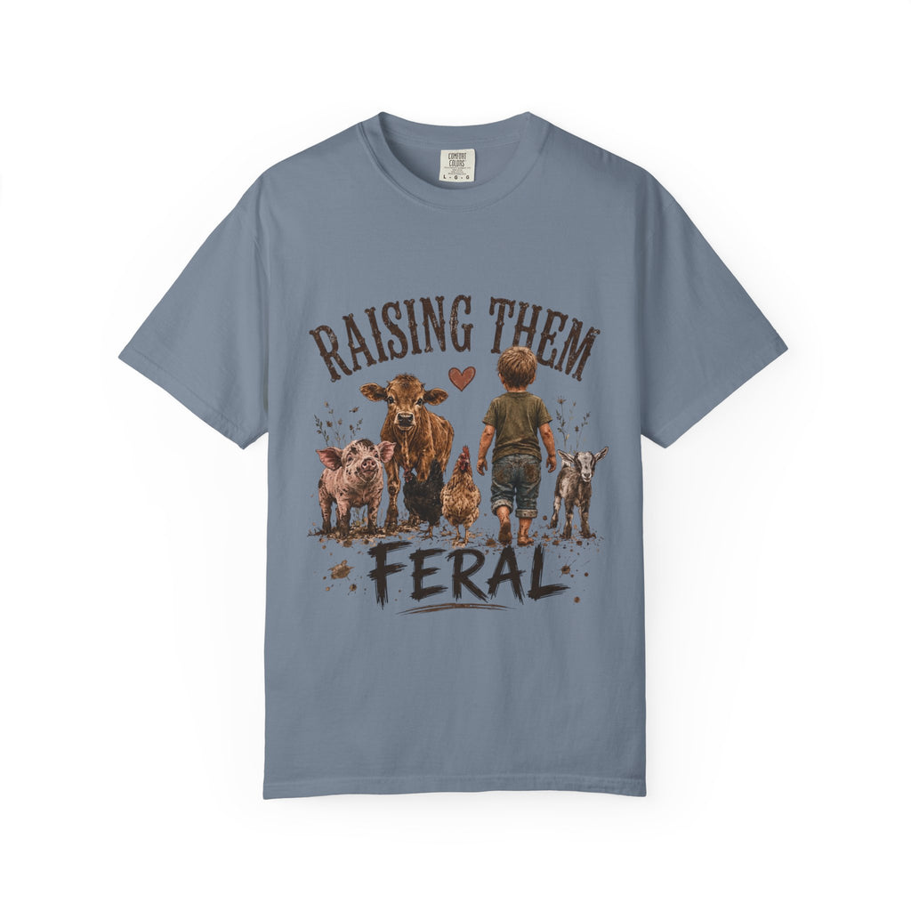 Raising Them Feral T-Shirt — Kid & Farm Animal Vintage Tee