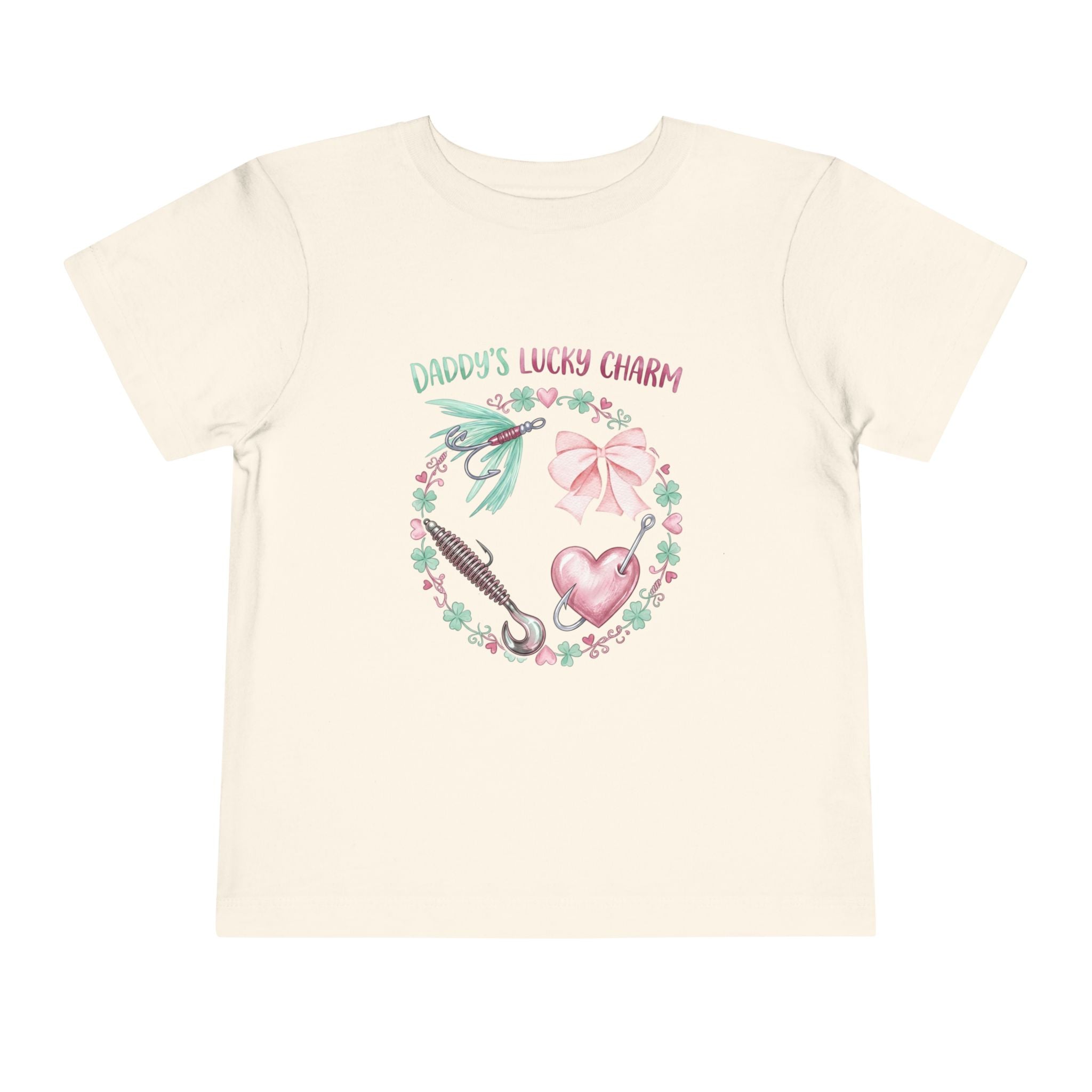 Daddy's Lucky Charm Toddler Tee | Fishing & Bow Design | Girl Dad Gift