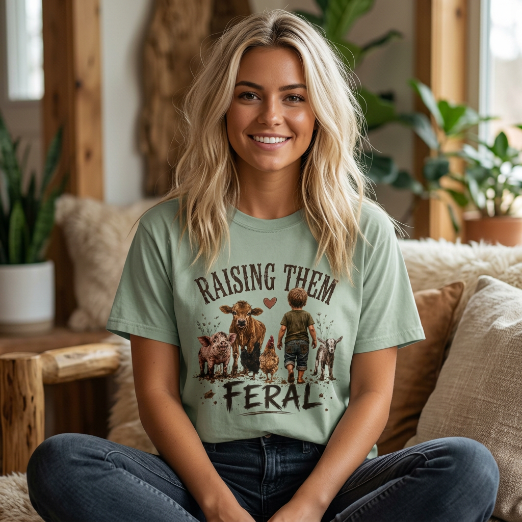 Raising Them Feral Tee | Country Mom Comfort Colors | Farm Mom Gift