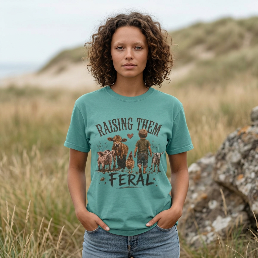 Raising Them Feral Tee | Country Mom Comfort Colors | Farm Mom Gift