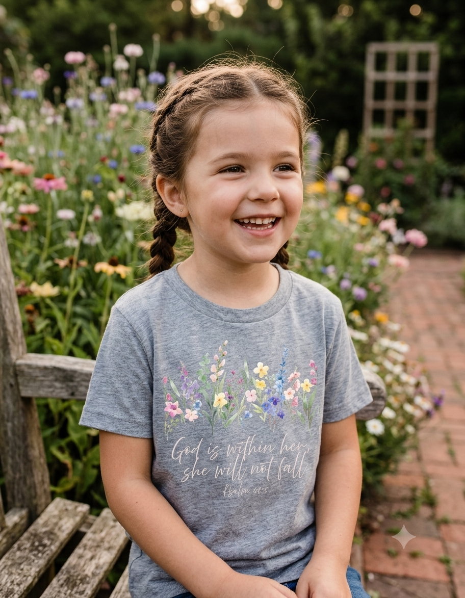 God Is Within Her Toddler Tee | Floral Psalm 46:5 | Baby Shower Gift