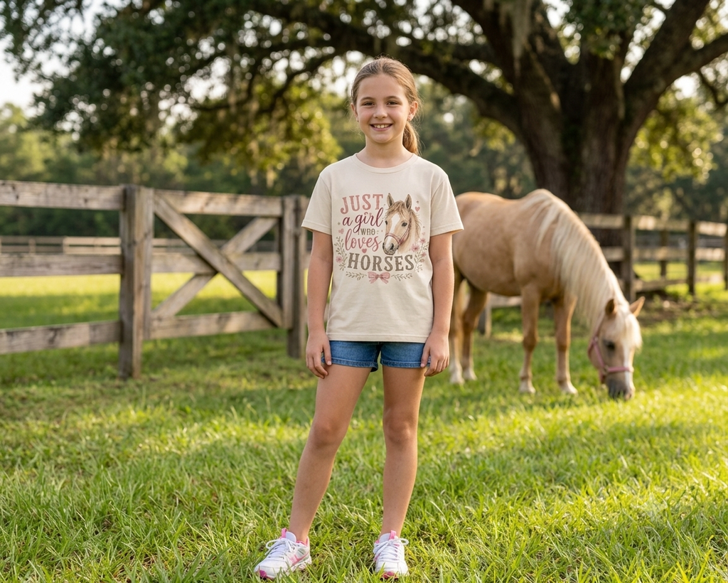Just a Girl Who Loves Horses Youth Tee | Horse Tee | Equestrian Gift
