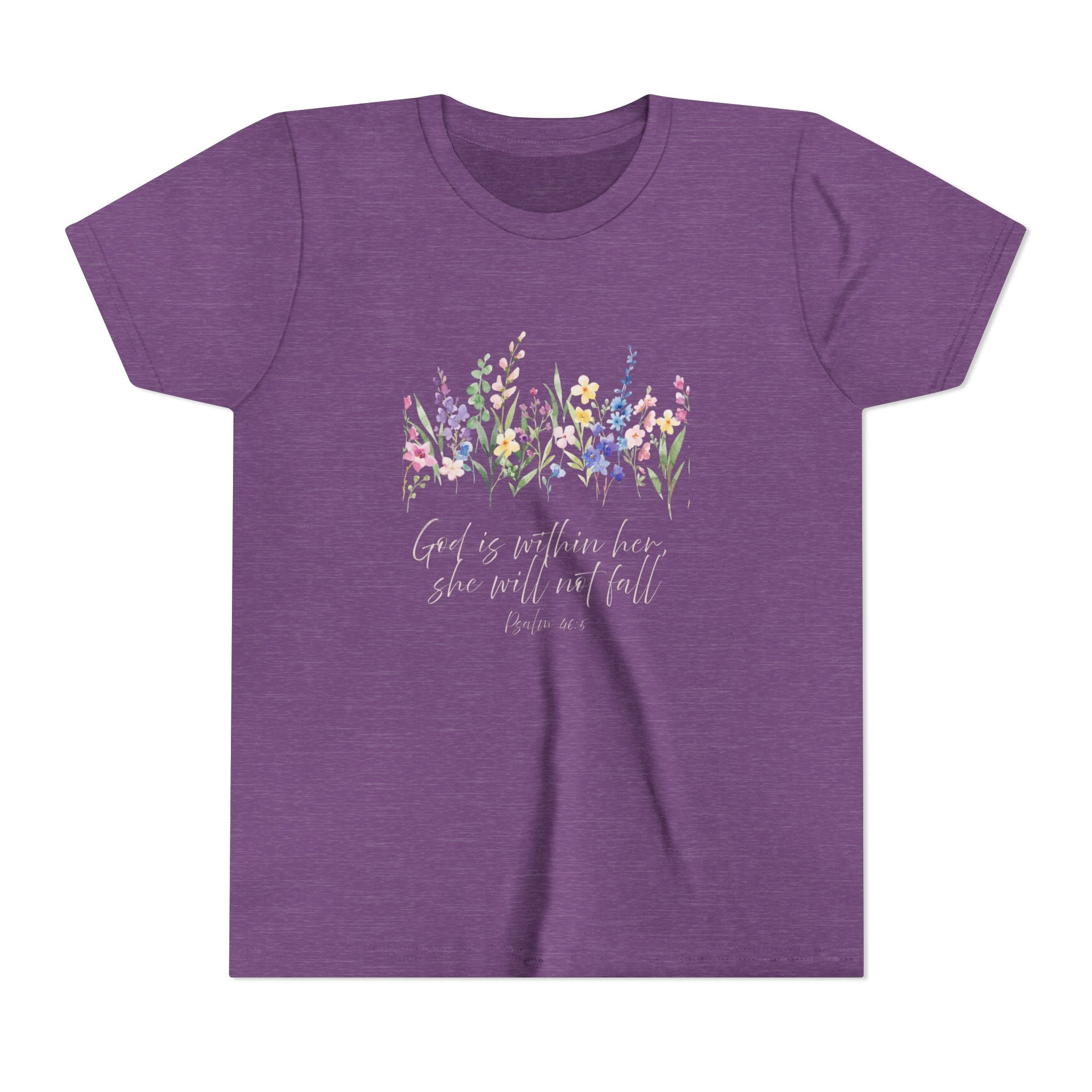Youth Floral Faith Tee — "God is within her, she will not fail"
