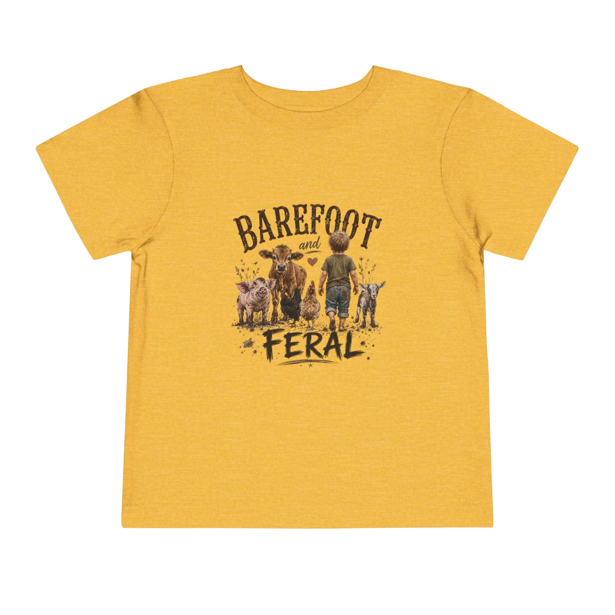 Toddler Tee — "Barefoot and Feral" Farm Kids Graphic