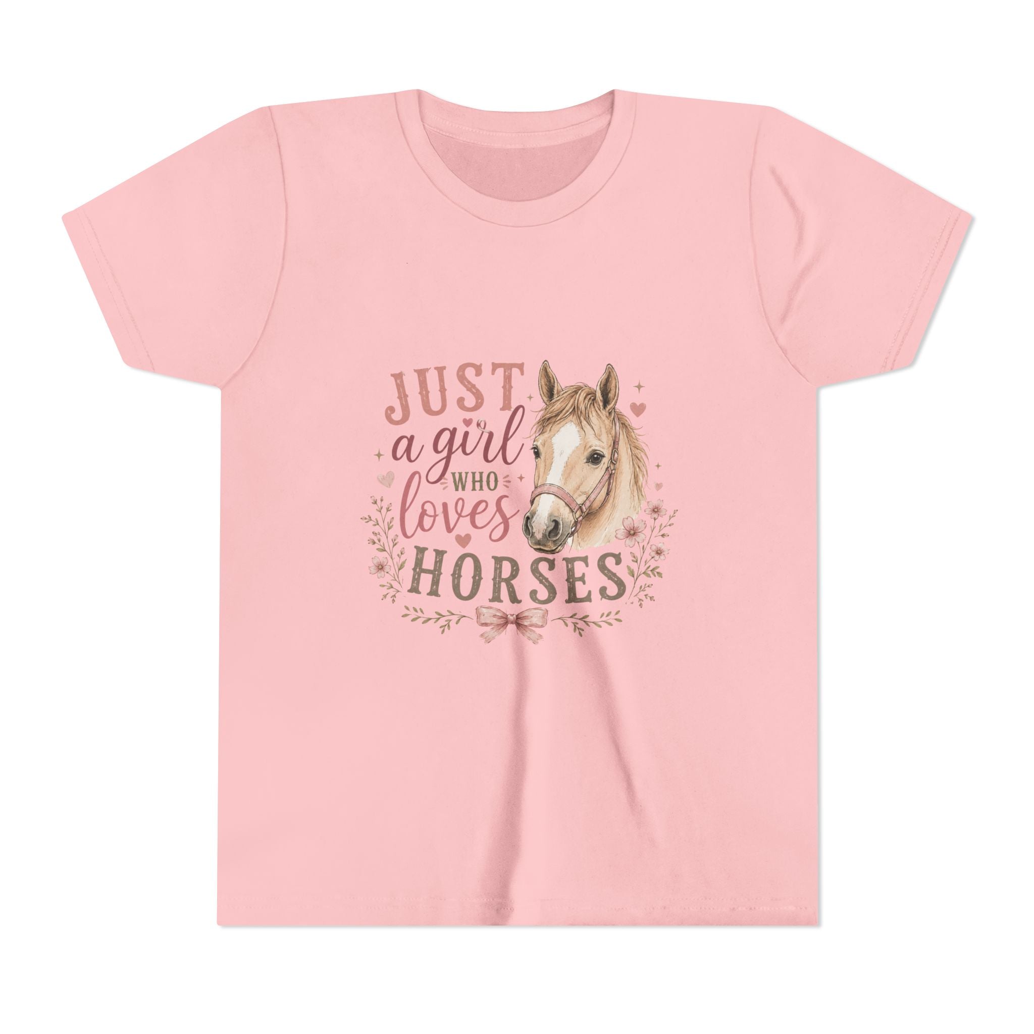 Youth Tee — "Just a Girl Who Loves Horses" Horse Lover Graphic Shirt