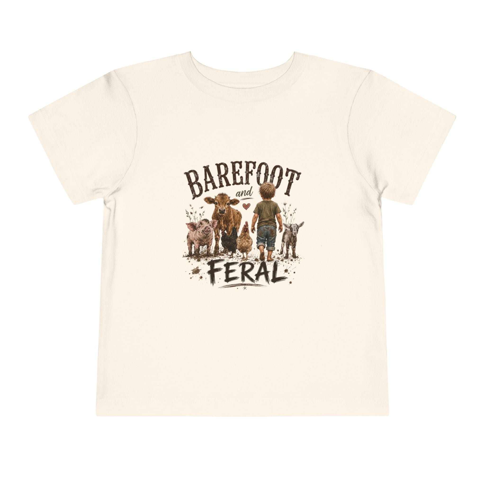 Toddler Tee — "Barefoot and Feral" Farm Kids Graphic