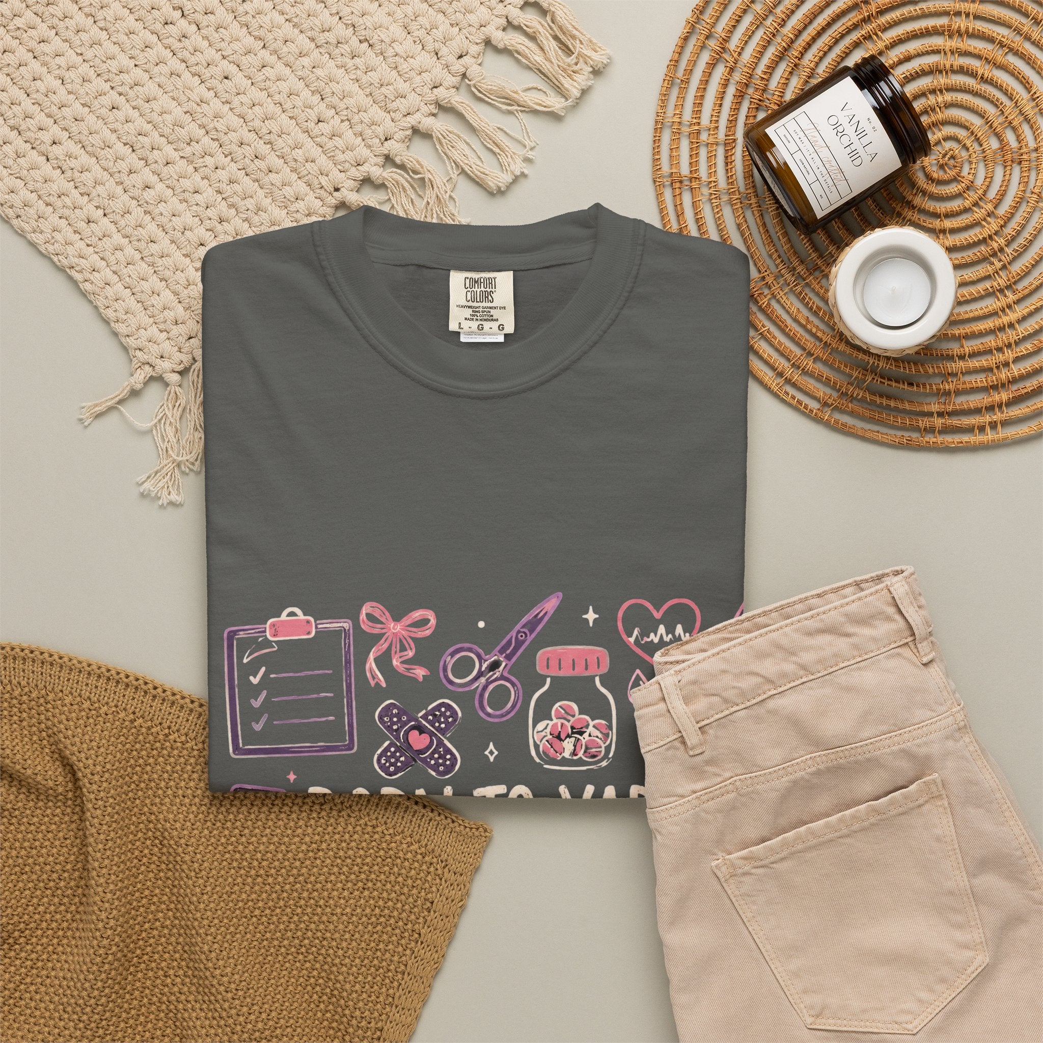 Nurse T-Shirt — "Born to Yap, Forced to Chart" Cute Medical Doodle Tee