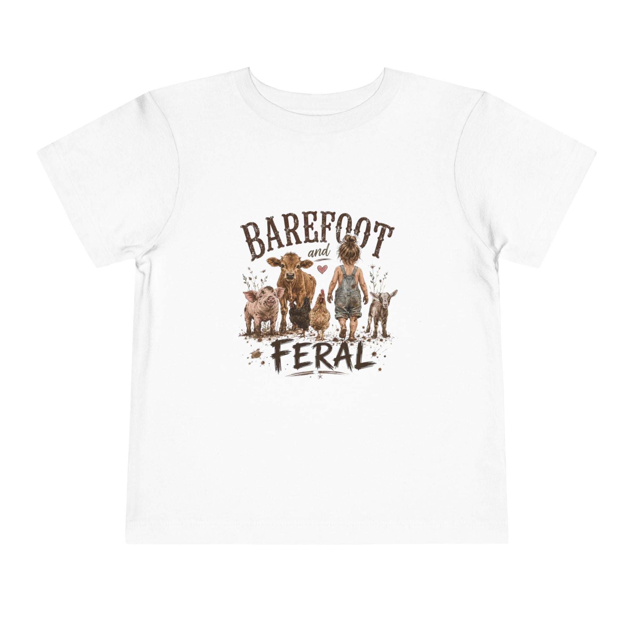 Toddler Tee — "Barefoot and Feral" Farm Animal Graphic