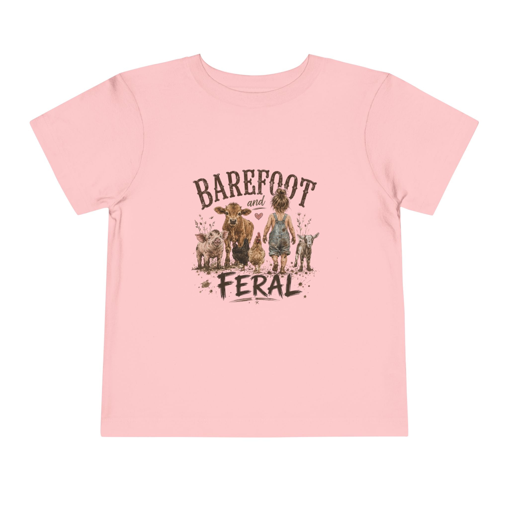 Toddler Tee — "Barefoot and Feral" Farm Animal Graphic