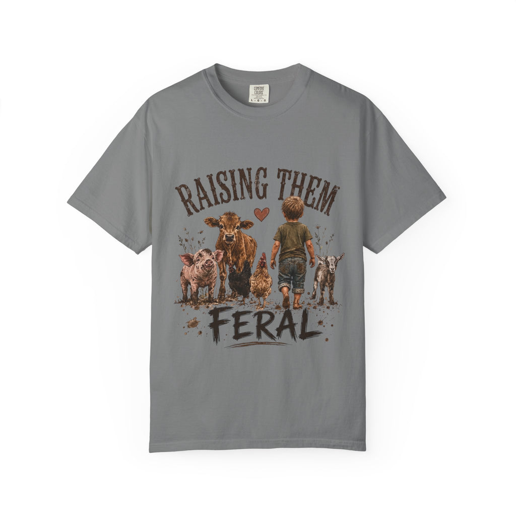 Raising Them Feral T-Shirt — Kid & Farm Animal Vintage Tee