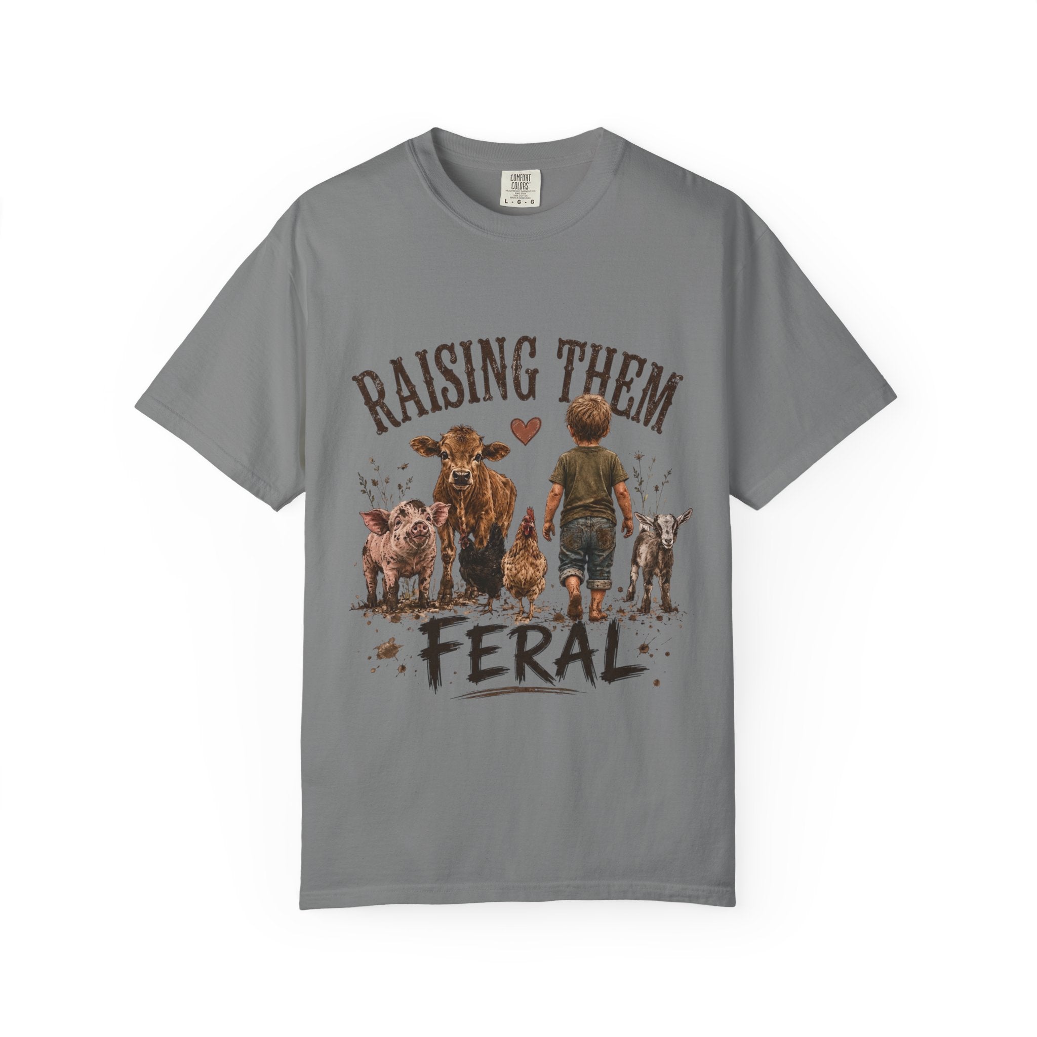 Raising Them Feral T-Shirt — Kid & Farm Animal Vintage Tee