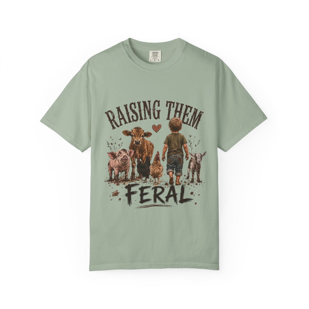 Raising Them Feral T-Shirt — Kid & Farm Animal Vintage Tee