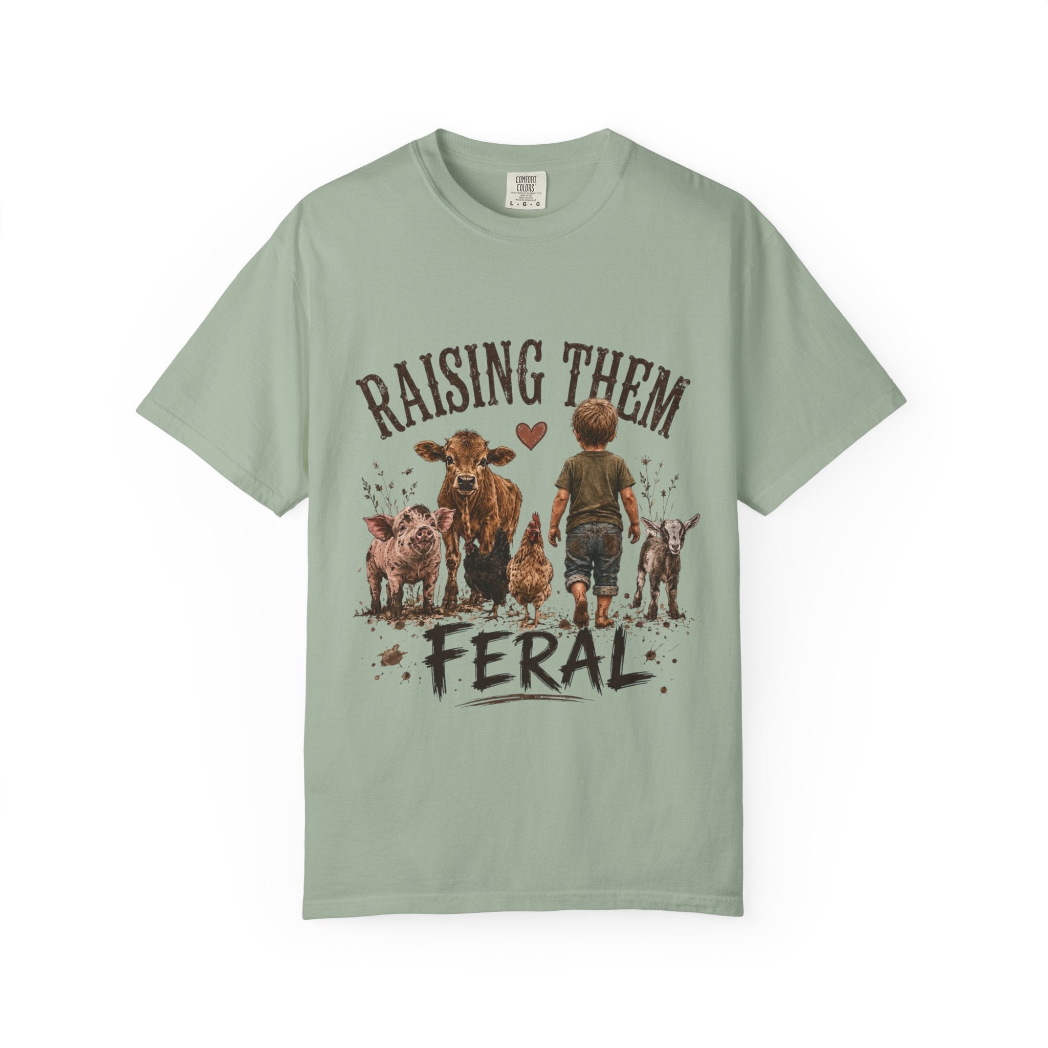 Raising Them Feral T-Shirt — Kid & Farm Animal Vintage Tee