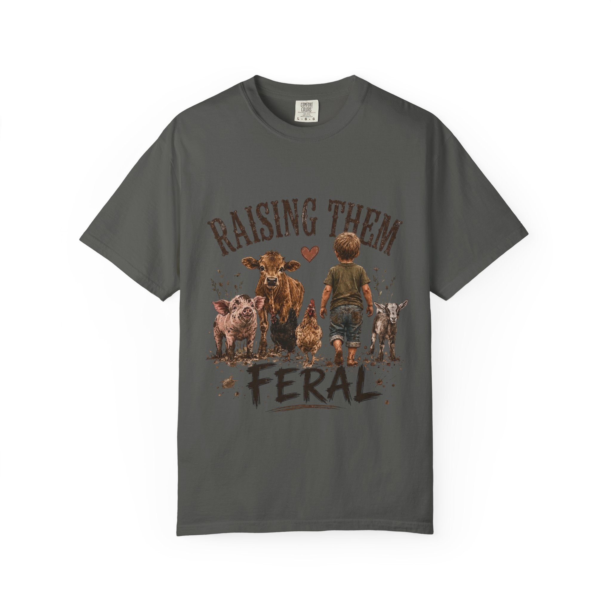Raising Them Feral T-Shirt — Kid & Farm Animal Vintage Tee