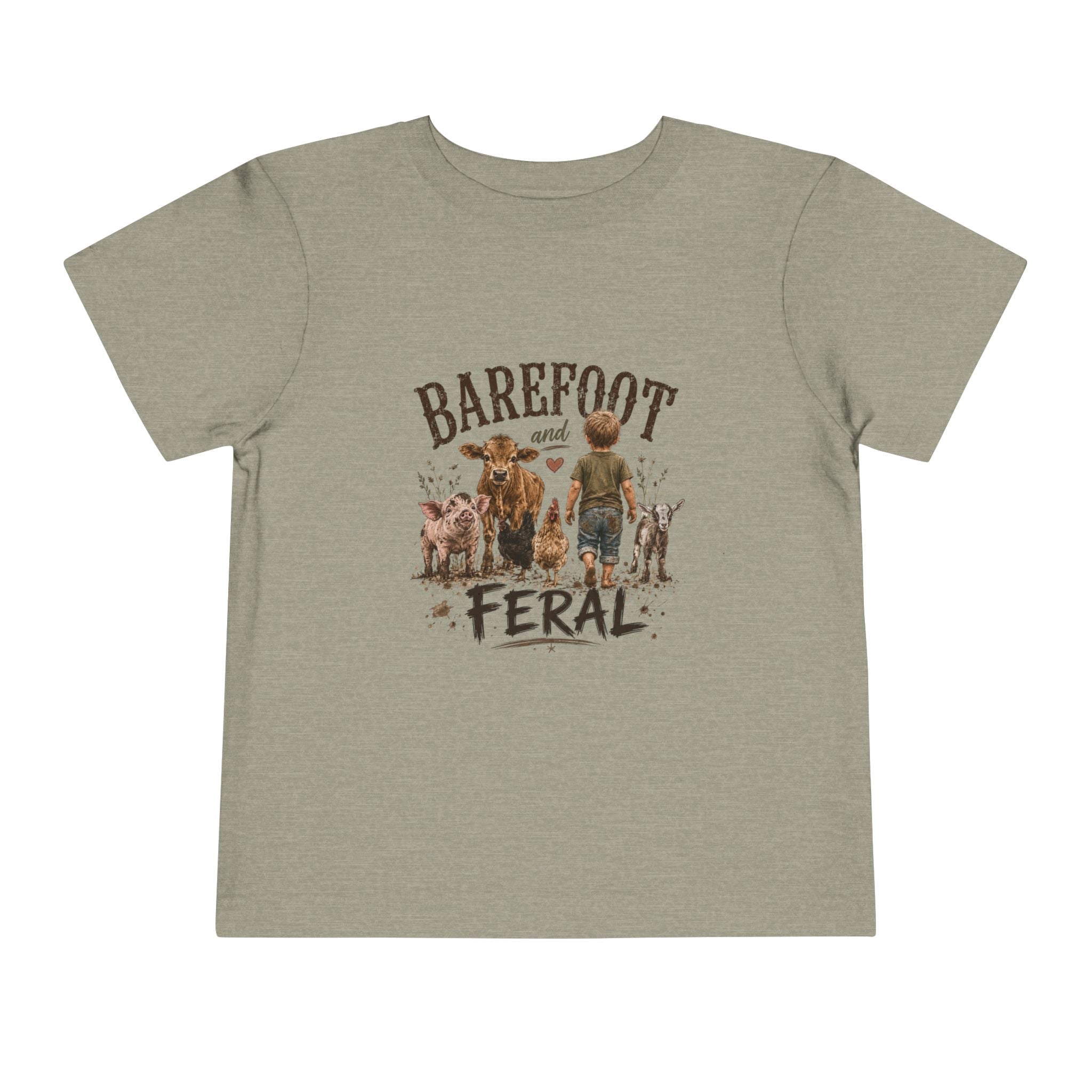 Toddler Tee — "Barefoot and Feral" Farm Kids Graphic