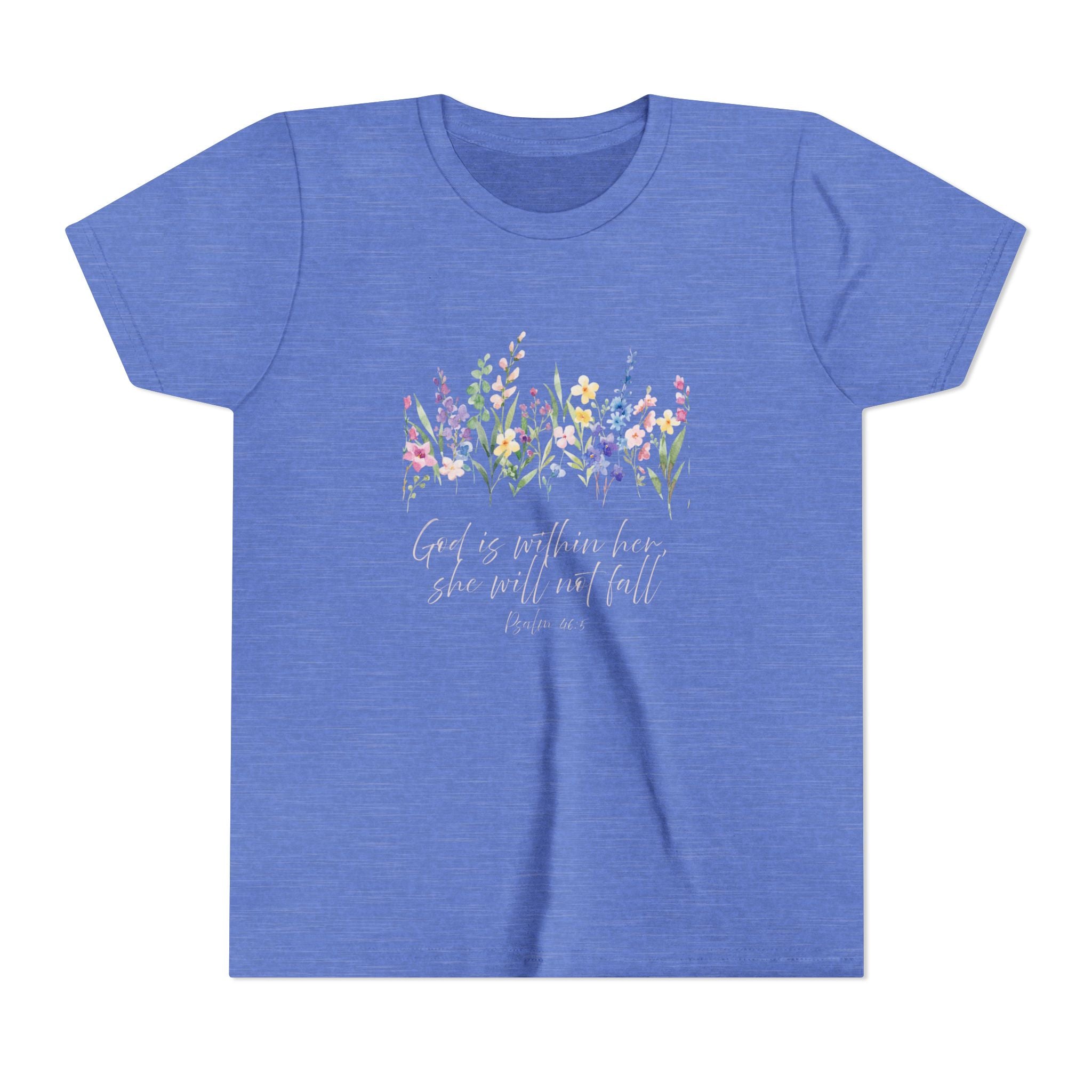Youth Floral Faith Tee — "God is within her, she will not fail"