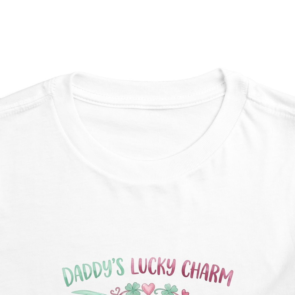 Daddy's Lucky Charm Toddler Tee | Fishing & Bow Design | Girl Dad Gift