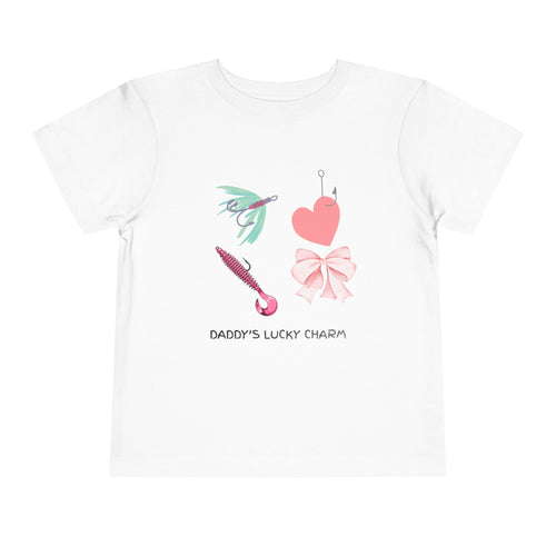 Toddler Tee - "Daddy's Lucky Charm" Fishing Lures & Bow Graphic
