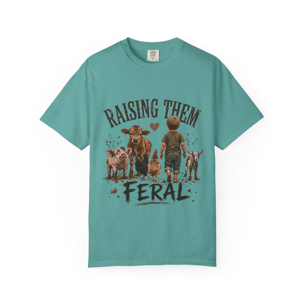 Raising Them Feral T-Shirt — Kid & Farm Animal Vintage Tee