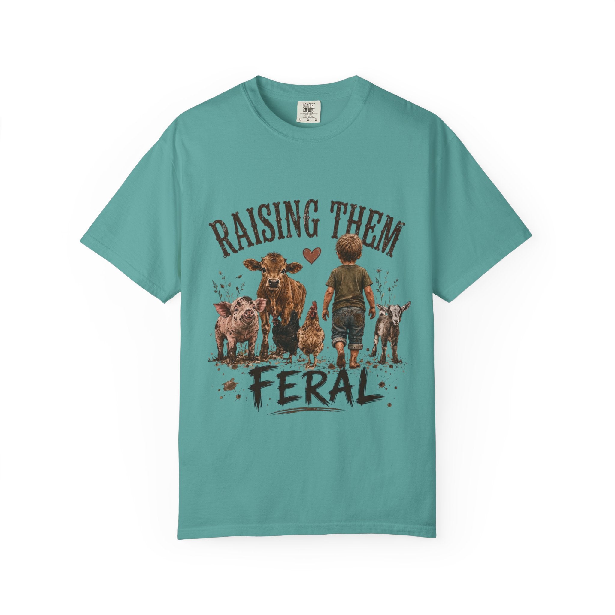Raising Them Feral T-Shirt — Kid & Farm Animal Vintage Tee