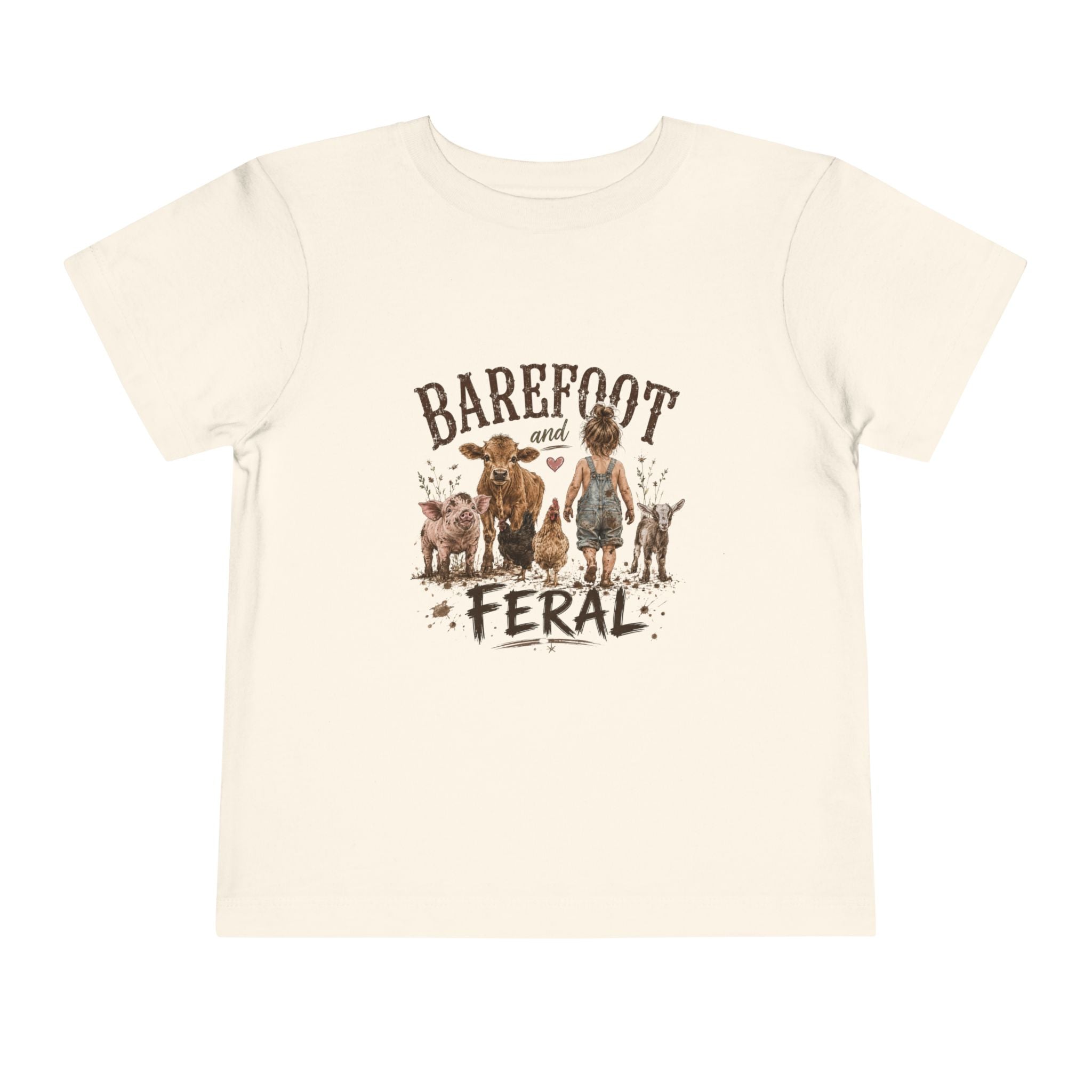 Toddler Tee — "Barefoot and Feral" Farm Animal Graphic