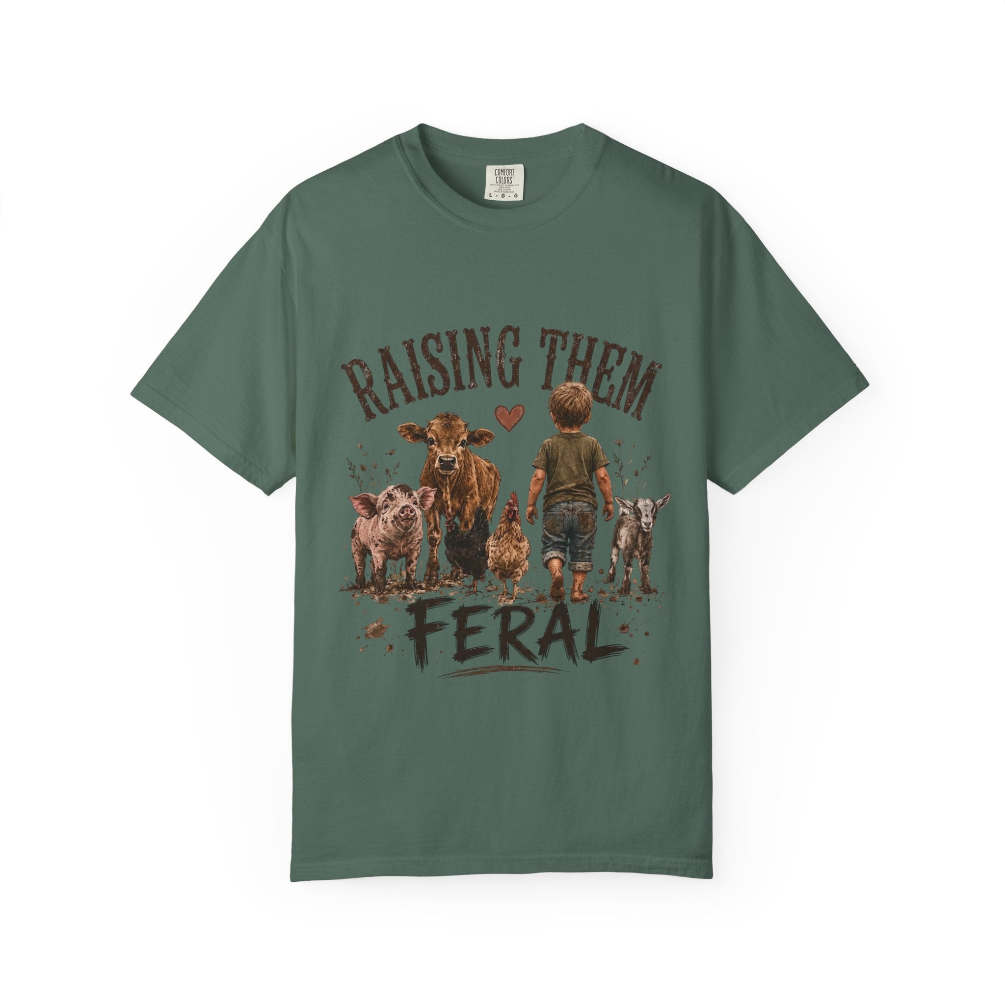 Raising Them Feral T-Shirt — Kid & Farm Animal Vintage Tee