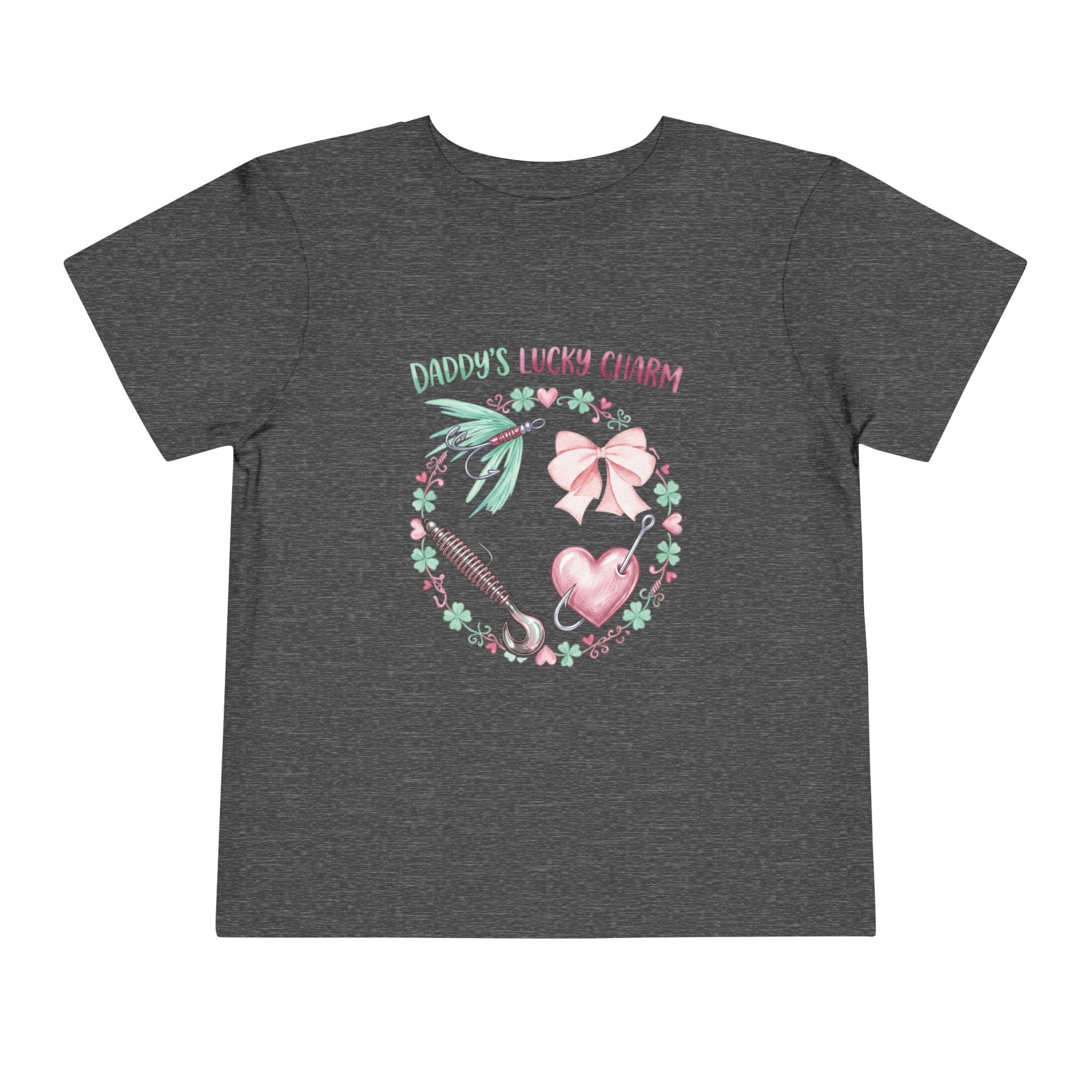 Daddy's Lucky Charm Toddler Tee | Fishing & Bow Design | Girl Dad Gift