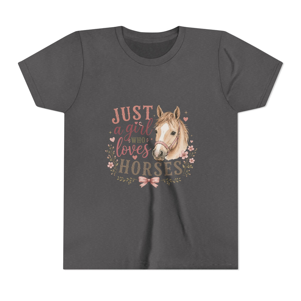 Youth Tee — "Just a Girl Who Loves Horses" Horse Lover Graphic Shirt